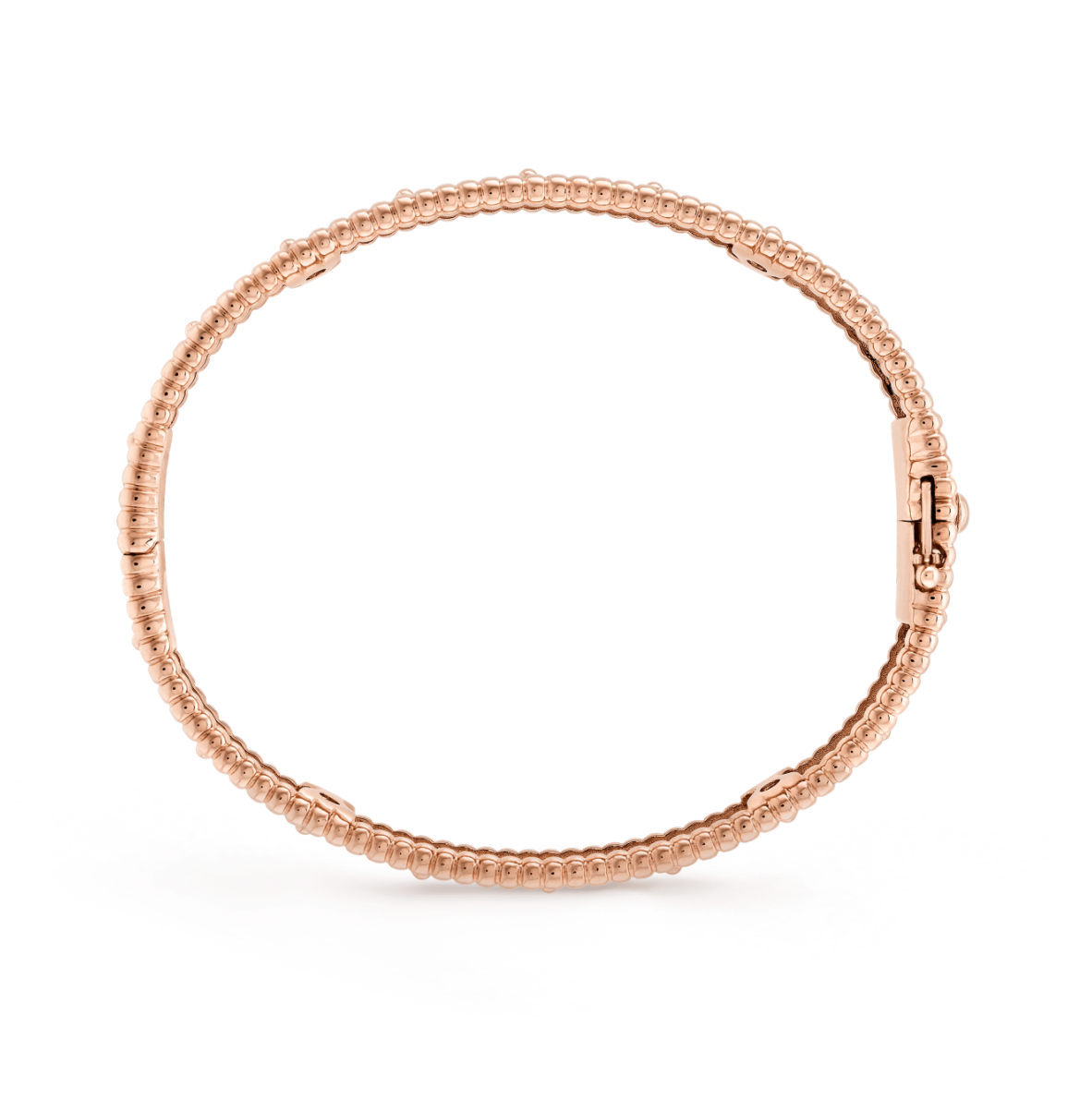 Perlée clovers bracelet, small model Rose gold, Diamond