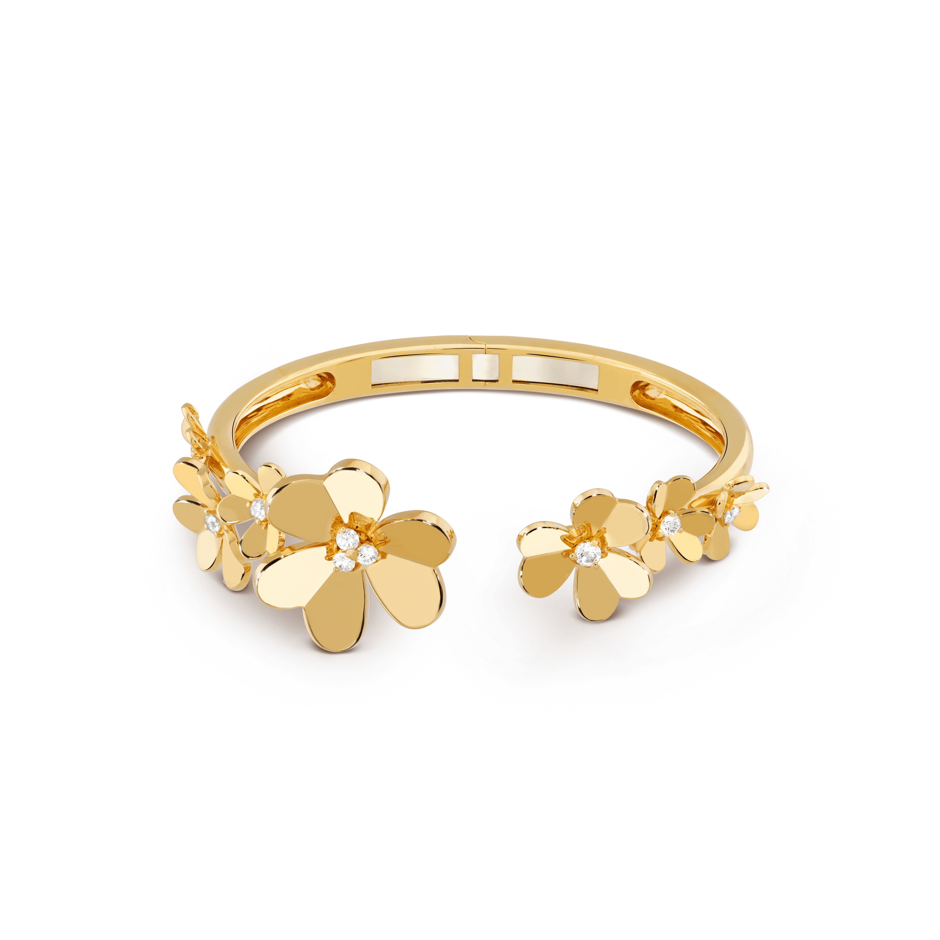 Gold flower bracelet with 7 diamonds