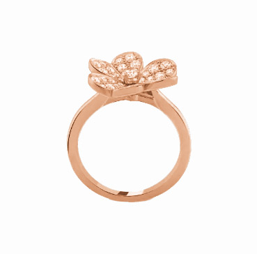 Frivole ring, 1 flower, small model  rose gold, Diamond