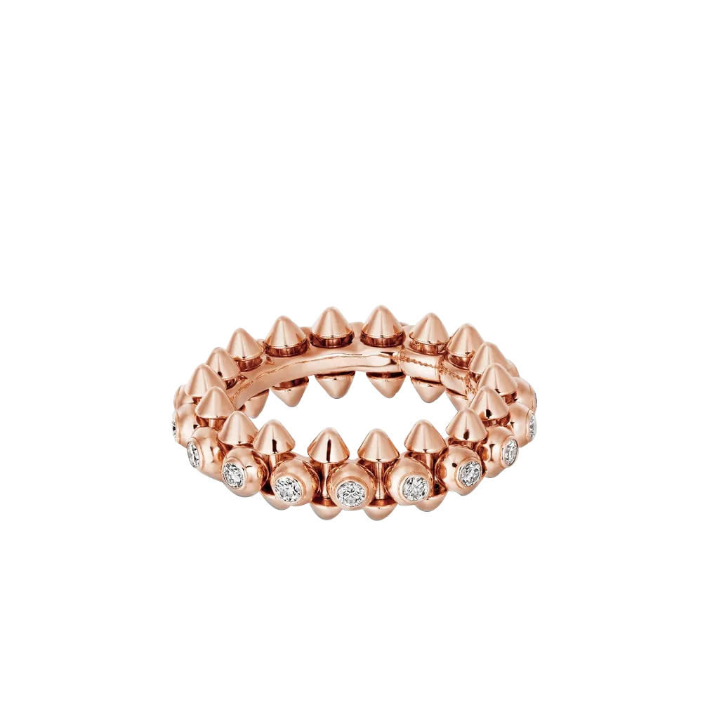 Caty-GENTLE BULLET HEAD RING ROSE GOLD DIAMONDS