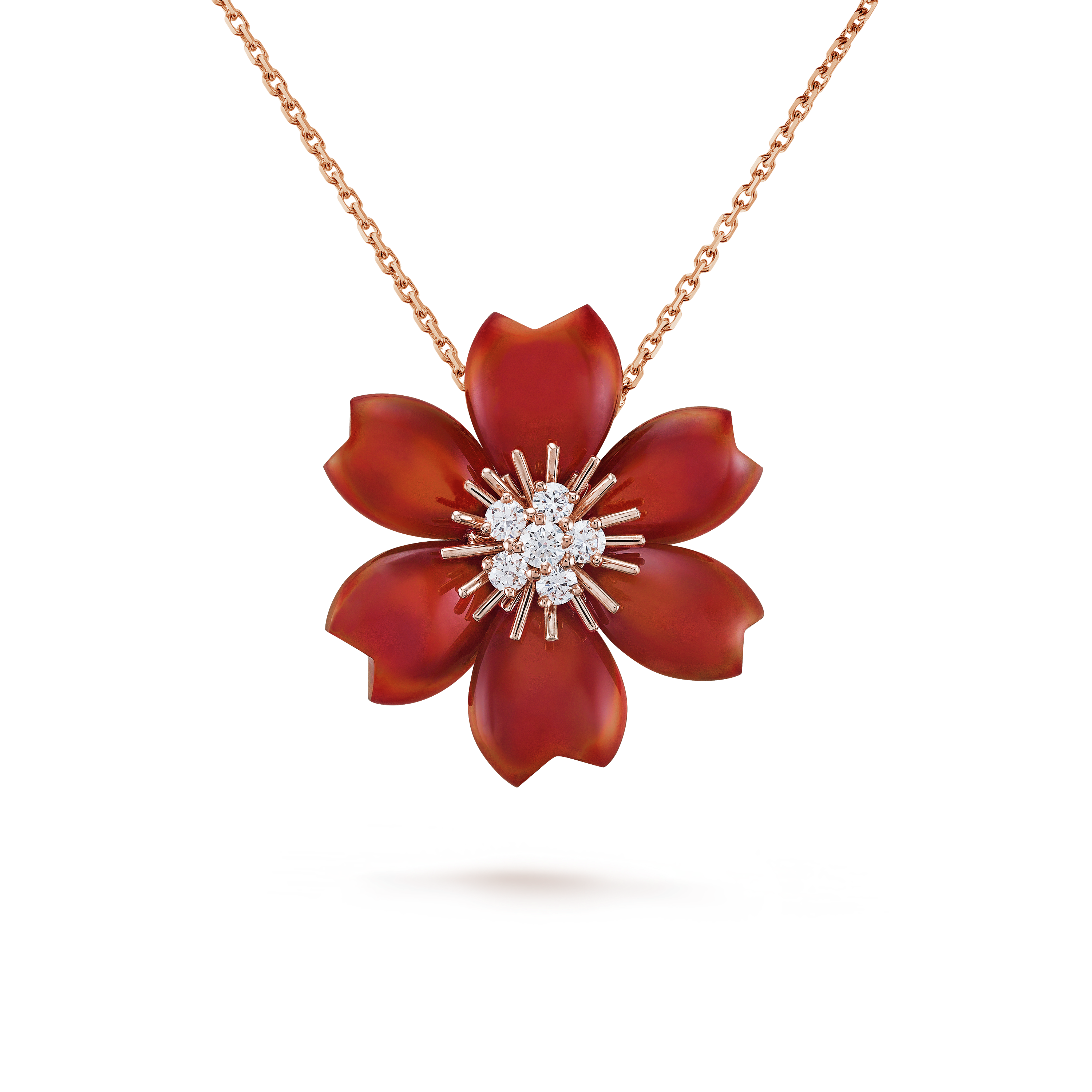 Rose de Noël clip pendant, small model  rose gold