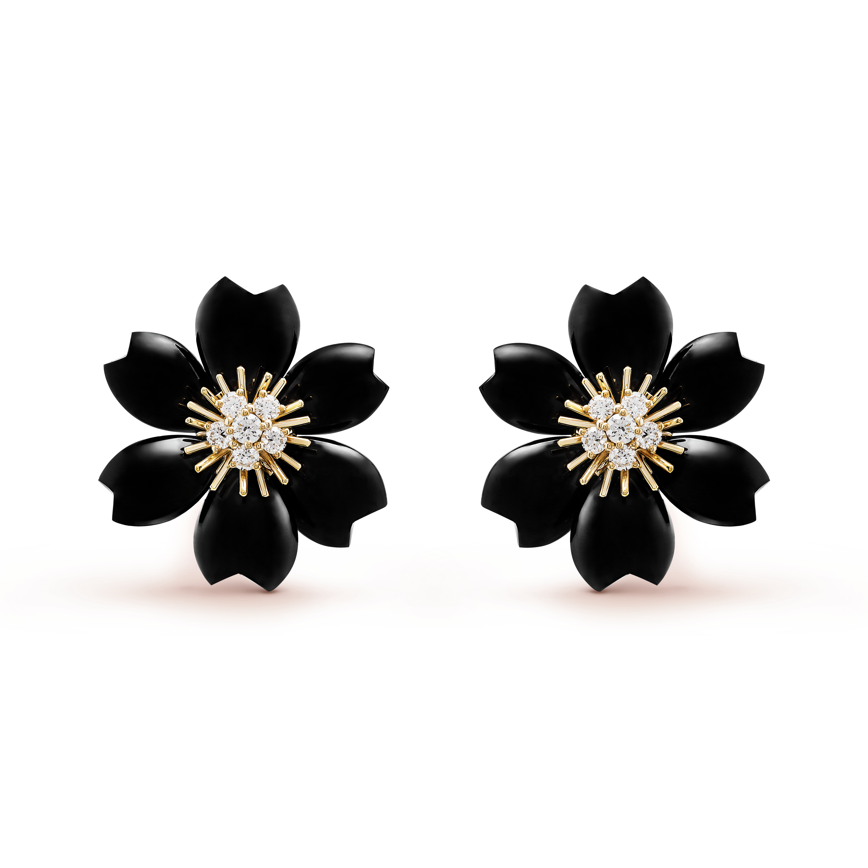 Rose de Noël earrings, small model  yellow gold, Diamond