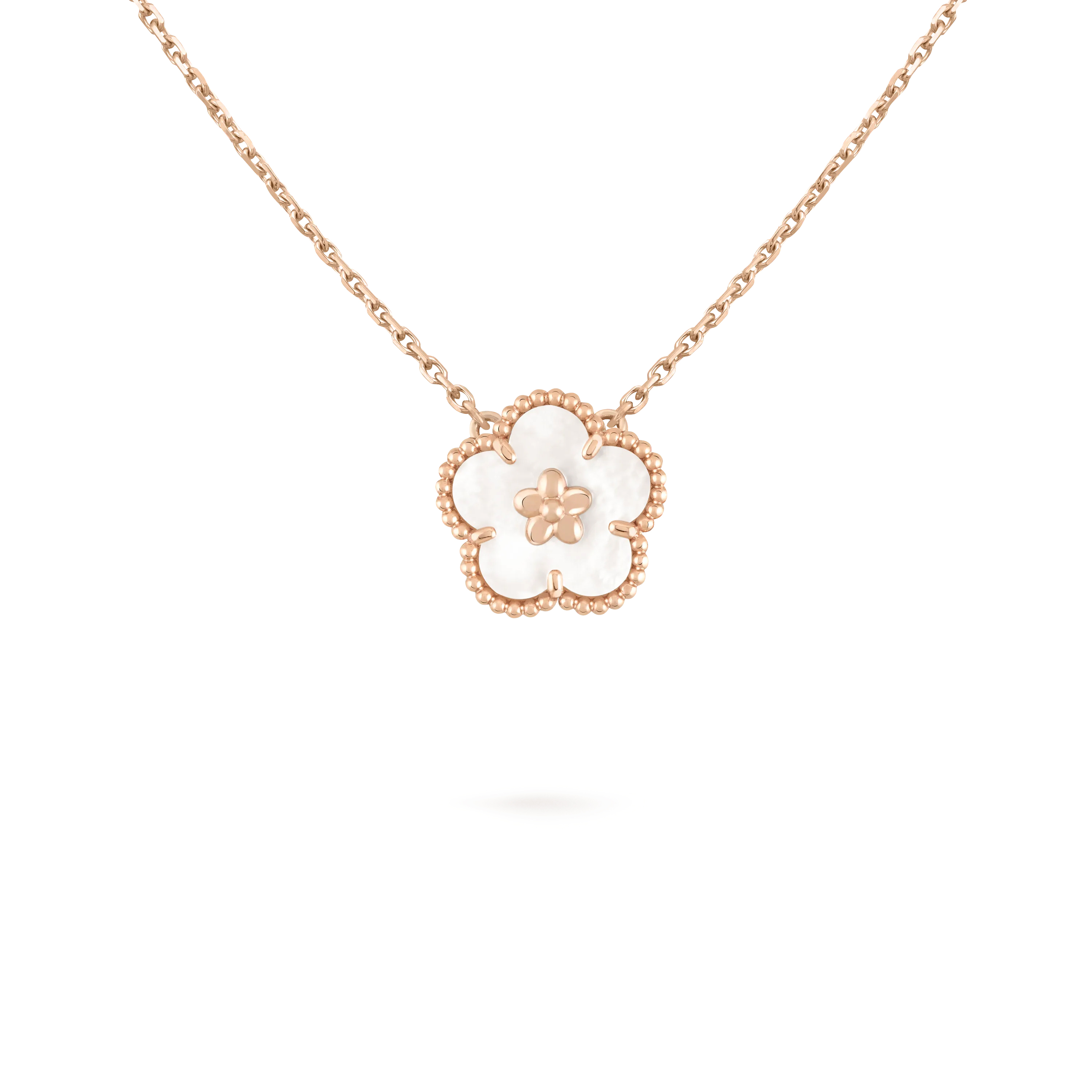 Lucky Spring Necklace, plum blossom  rose gold, mother-of-pearl