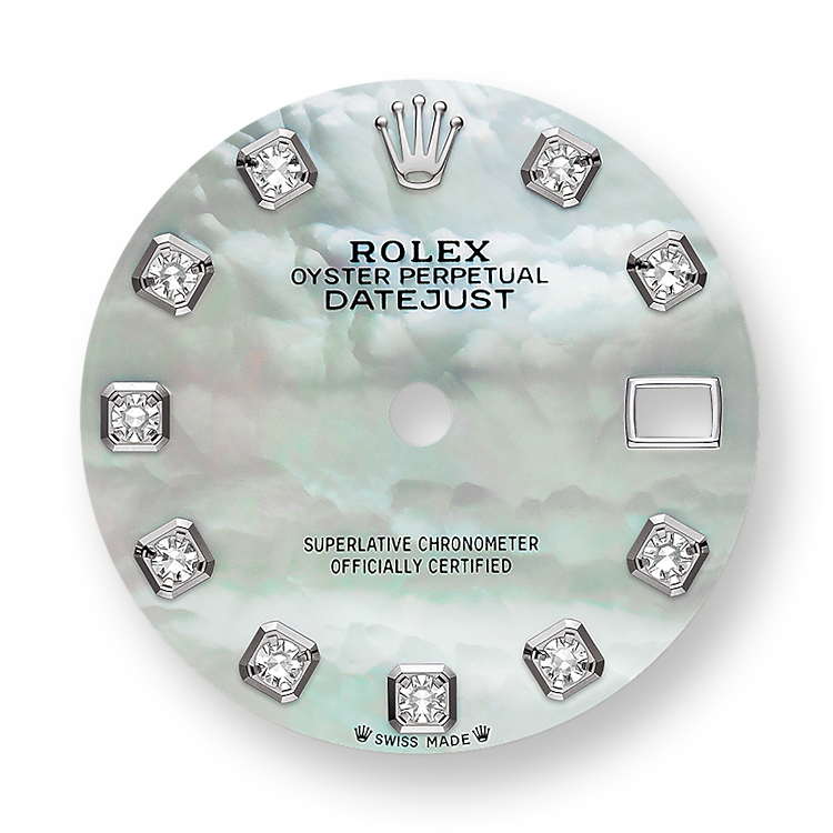 Classic watches LADY-DATEJUST Oyster, 28 mm, white gold and diamonds