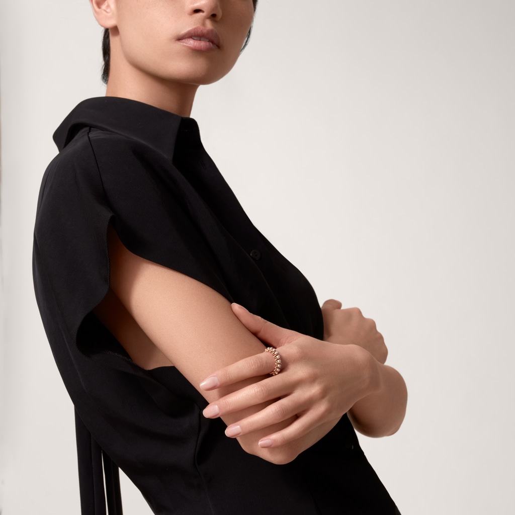 Caty-GENTLE BULLET HEAD RING ROSE GOLD DIAMONDS