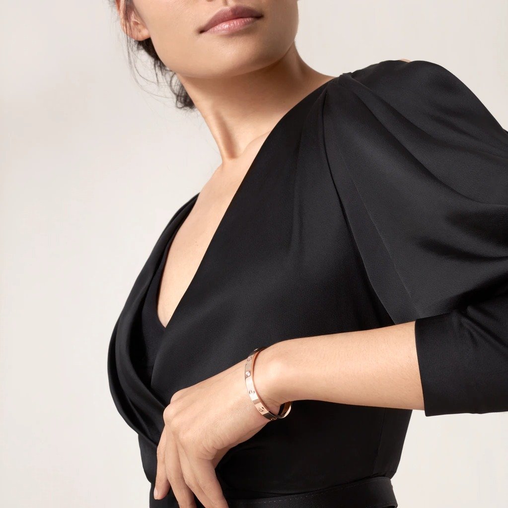 Kadir-Love Amour Bracelet with 4 CZ, Rose Gold