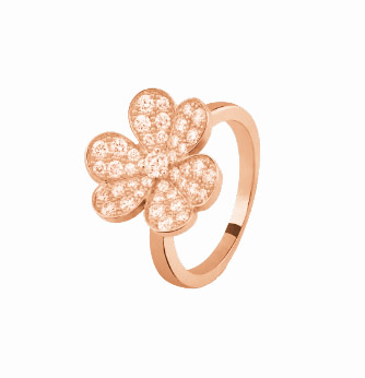 Frivole ring, 1 flower, small model  rose gold, Diamond
