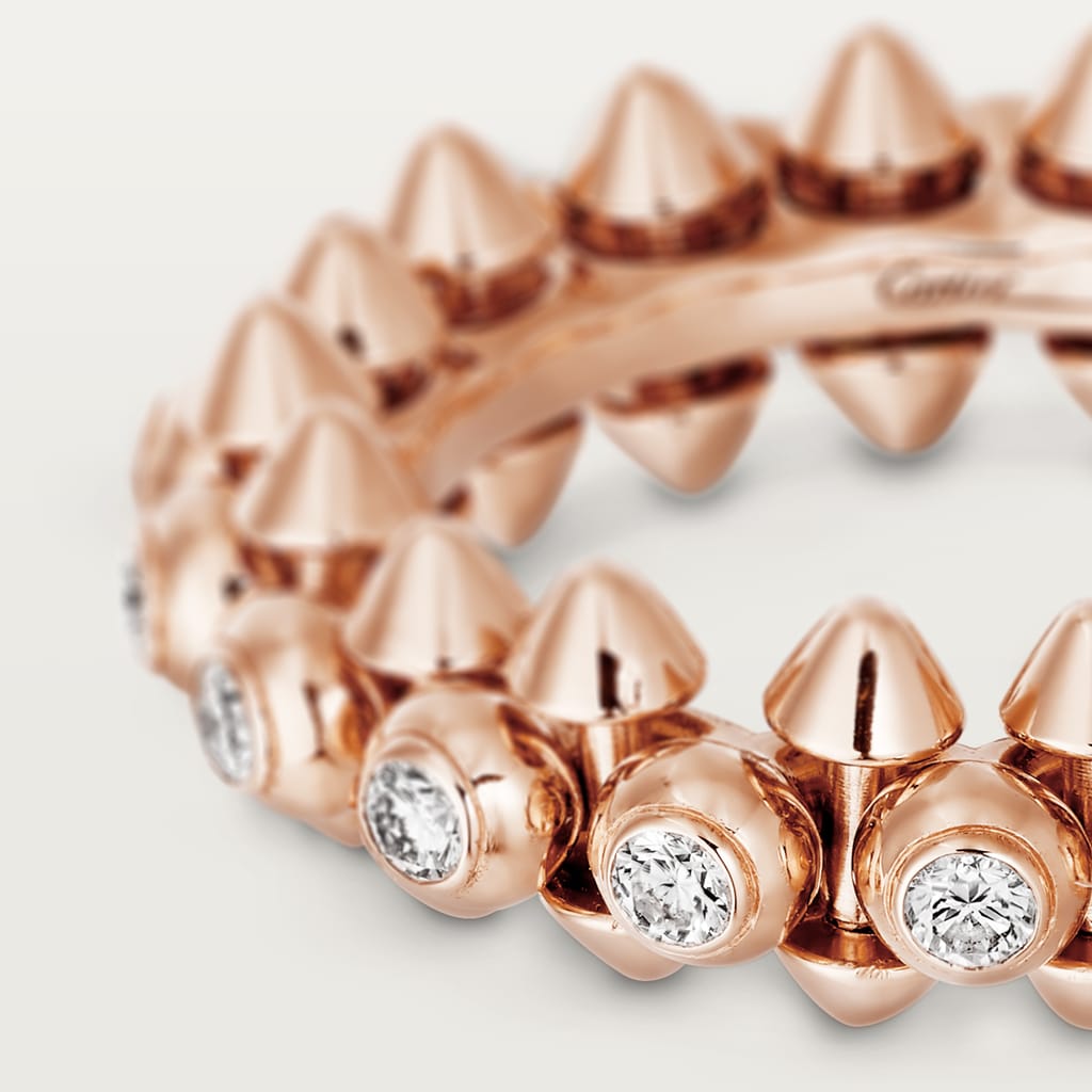 Caty-GENTLE BULLET HEAD RING ROSE GOLD DIAMONDS