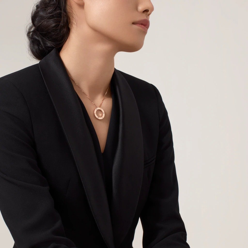 KADIR-LOVE NECKLACE 3 DIAMONDS ROSE GOLD, DIAMONDS