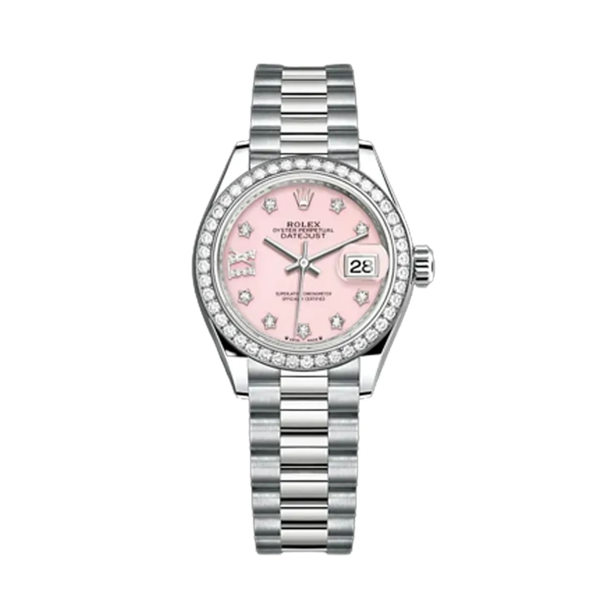 Classic watches LADY-DATEJUST Oyster, 28 mm, white gold and diamonds