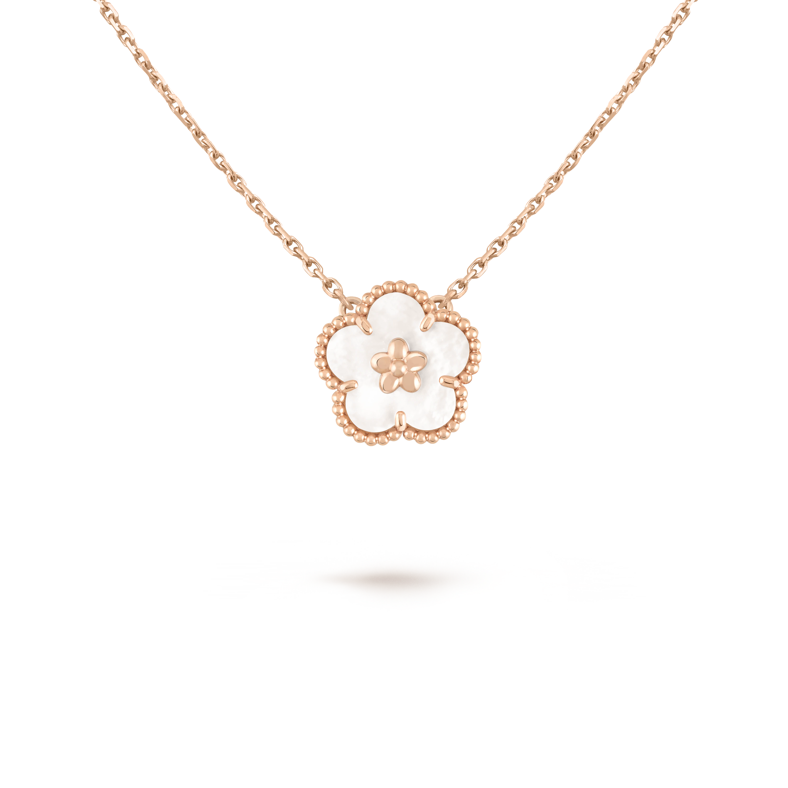 Lucky Spring Necklace, plum blossom  rose gold, mother-of-pearl