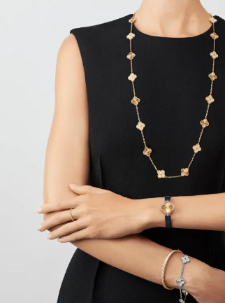 Alhambra bracelet, 5 motifs white gold, Diamond