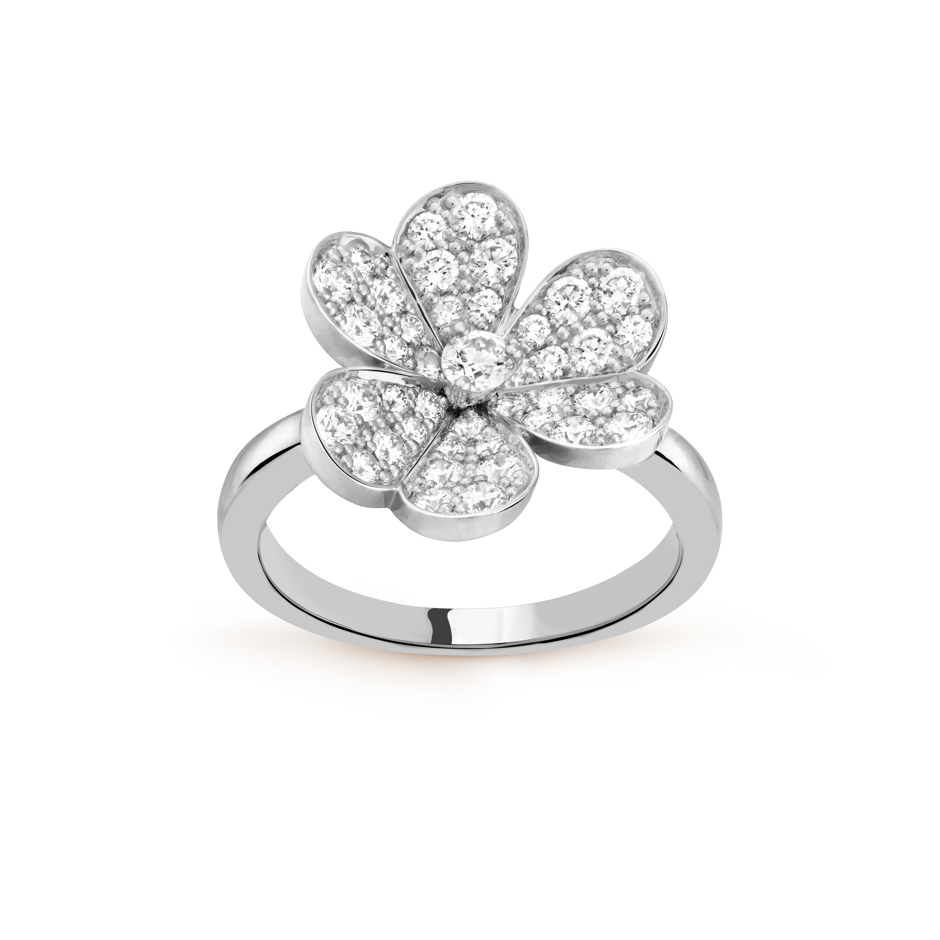 Frivole ring, 1 flower white gold, Diamond
