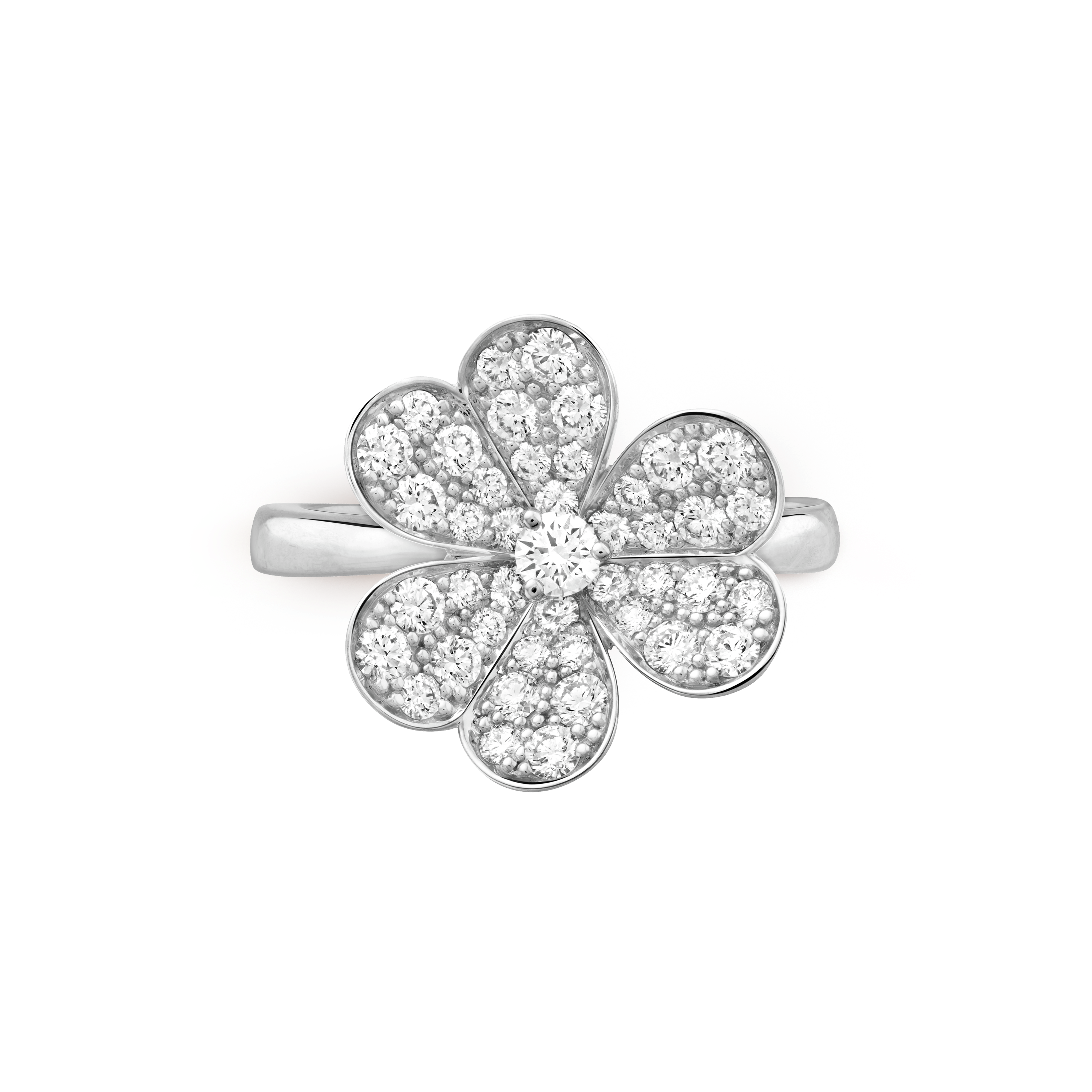Frivole ring, 1 flower white gold, Diamond