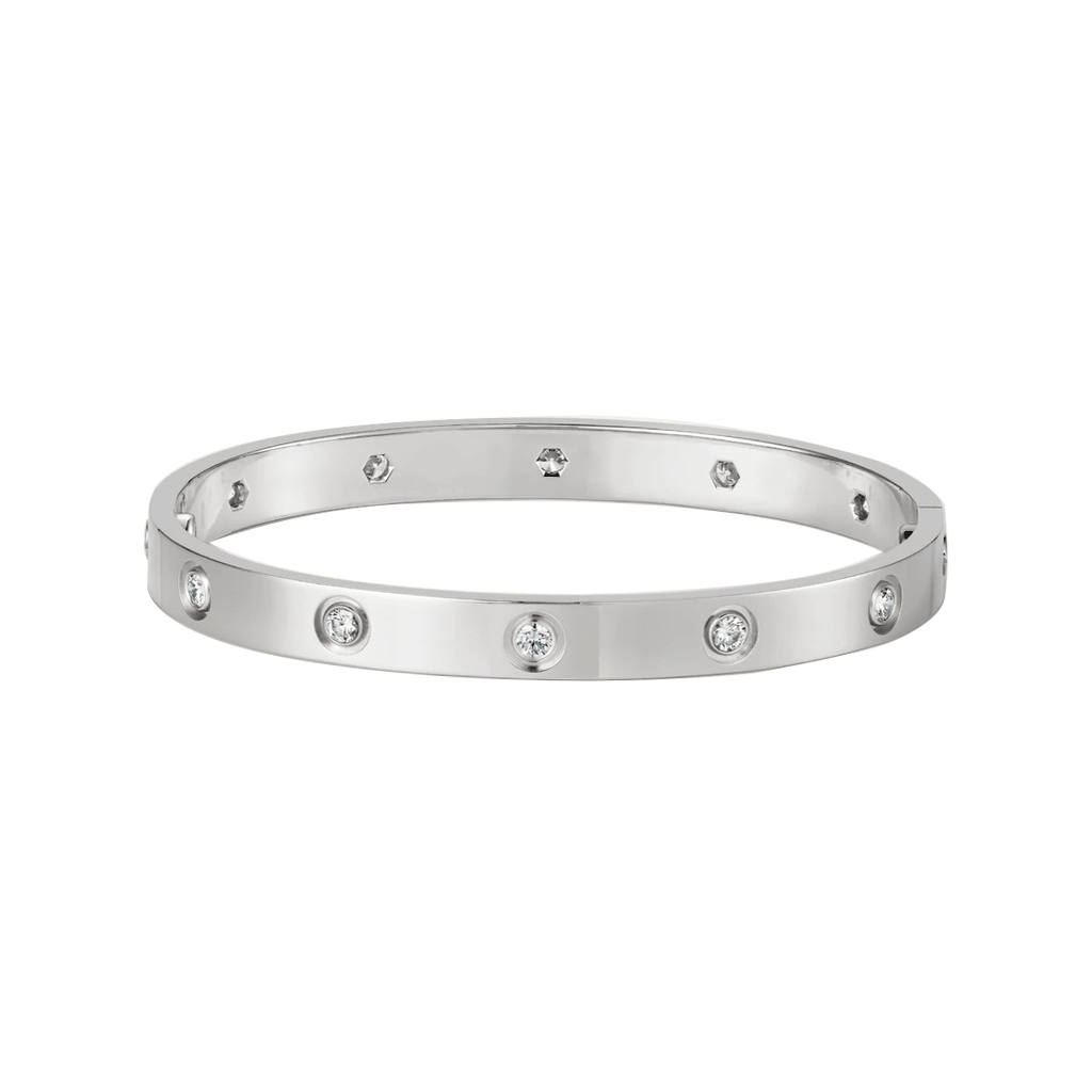 Kadir-LoveAmour Bracelet with 10 CZ, White Gold