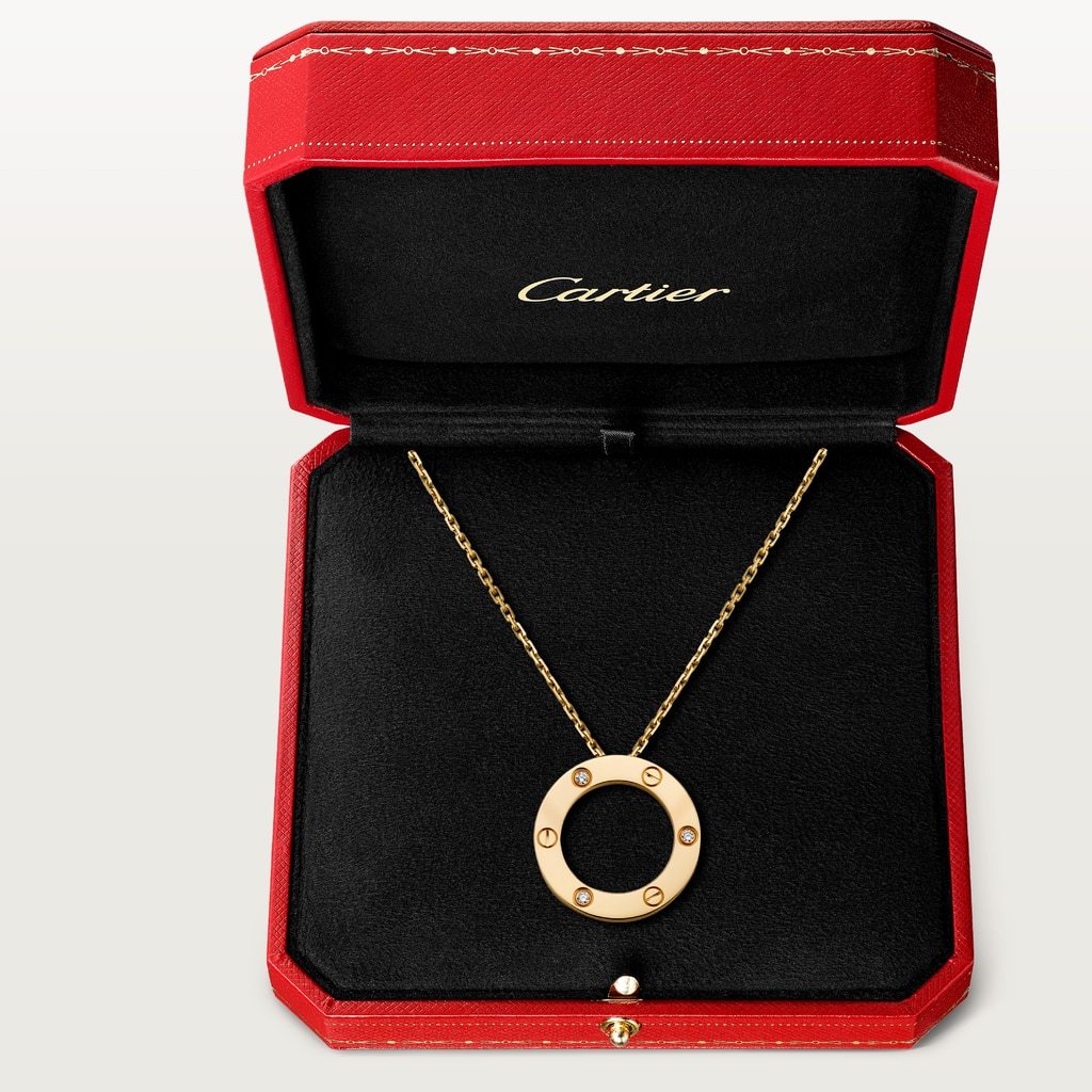 KADIR-LOVE NECKLACE 3 DIAMONDS YELLOW GOLD, DIAMONDS