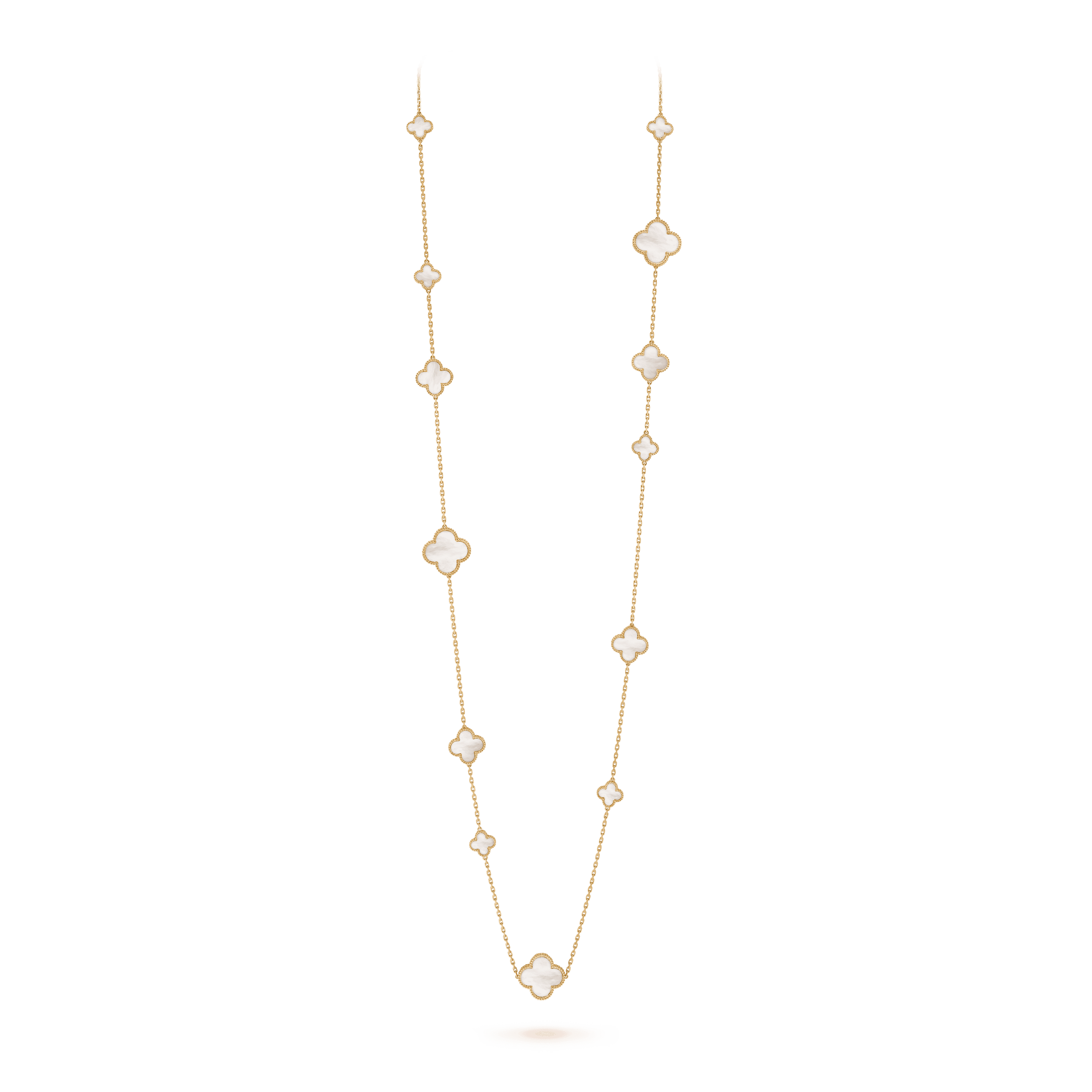 Van Cleef&Arpels VintageMagic Alhambra long necklace, 16 motifs  yellow gold, Mother-of-pearl