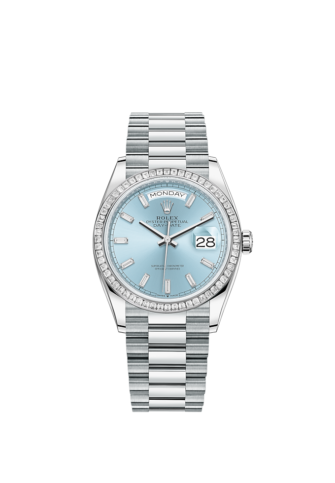 Classic watches DAY-DATE 36 Oyster, 36 mm, platinum and diamonds