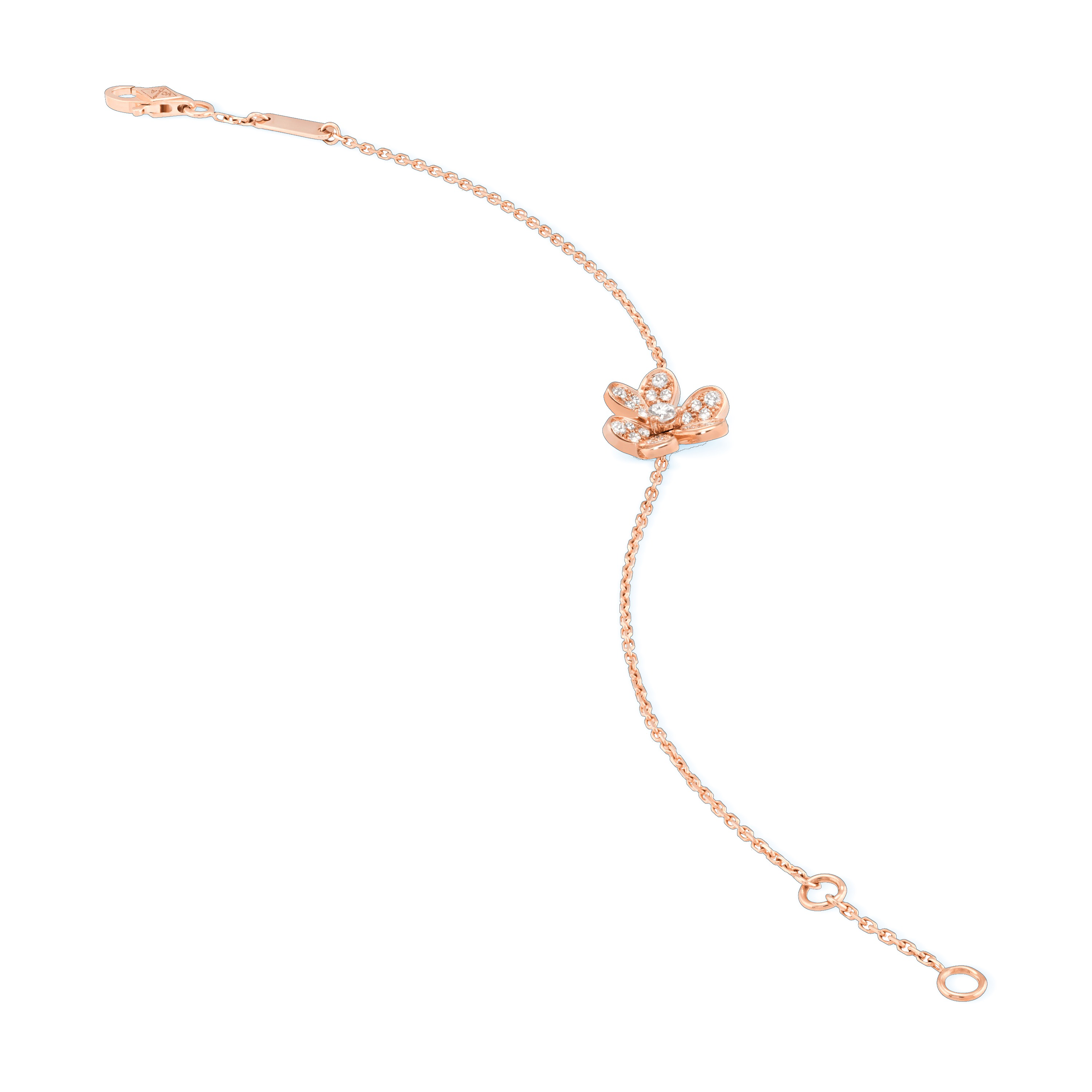 Three Petal Flower Rose Gold Diamond Bracelet