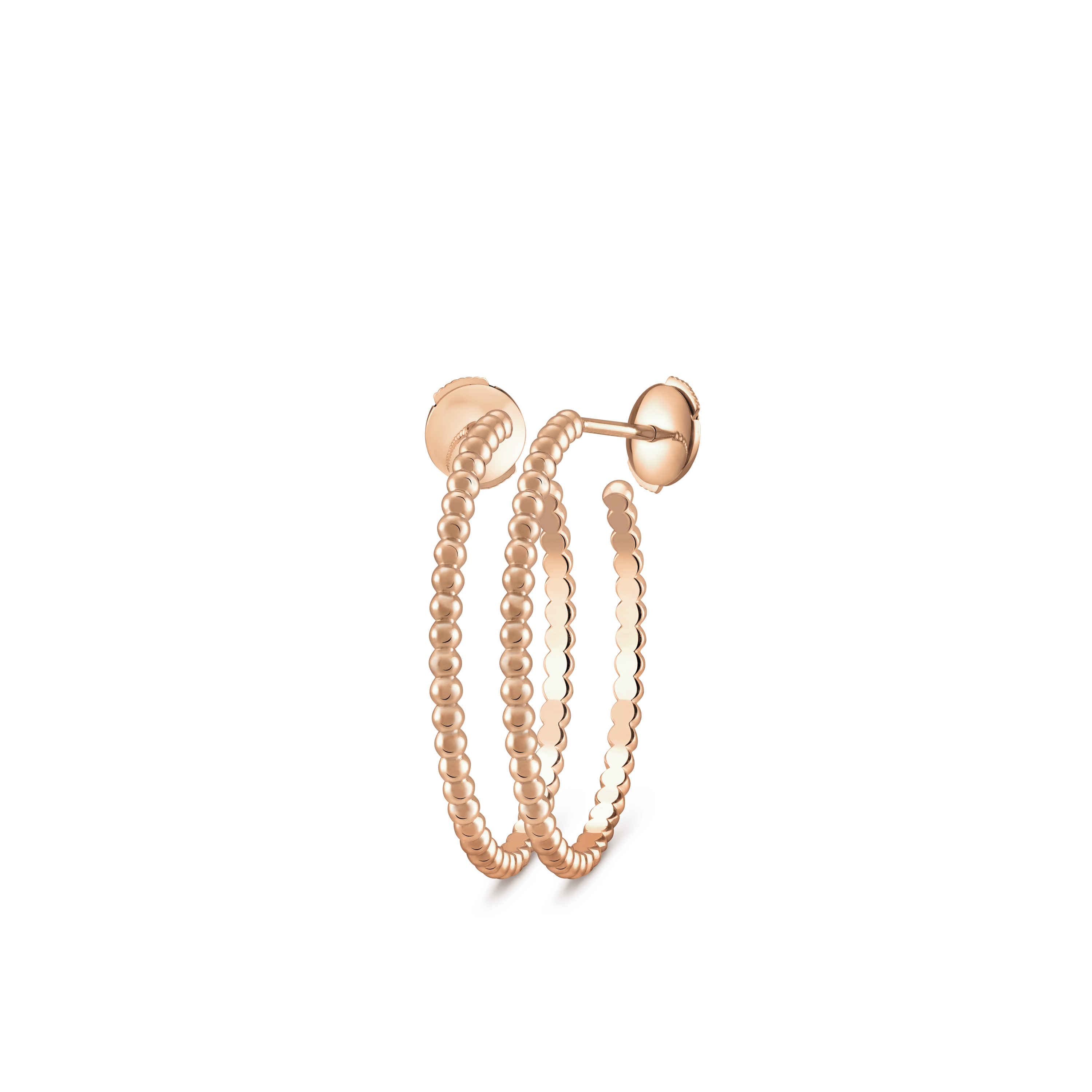 Perlée pearls of gold hoop earrings, small model rose gold