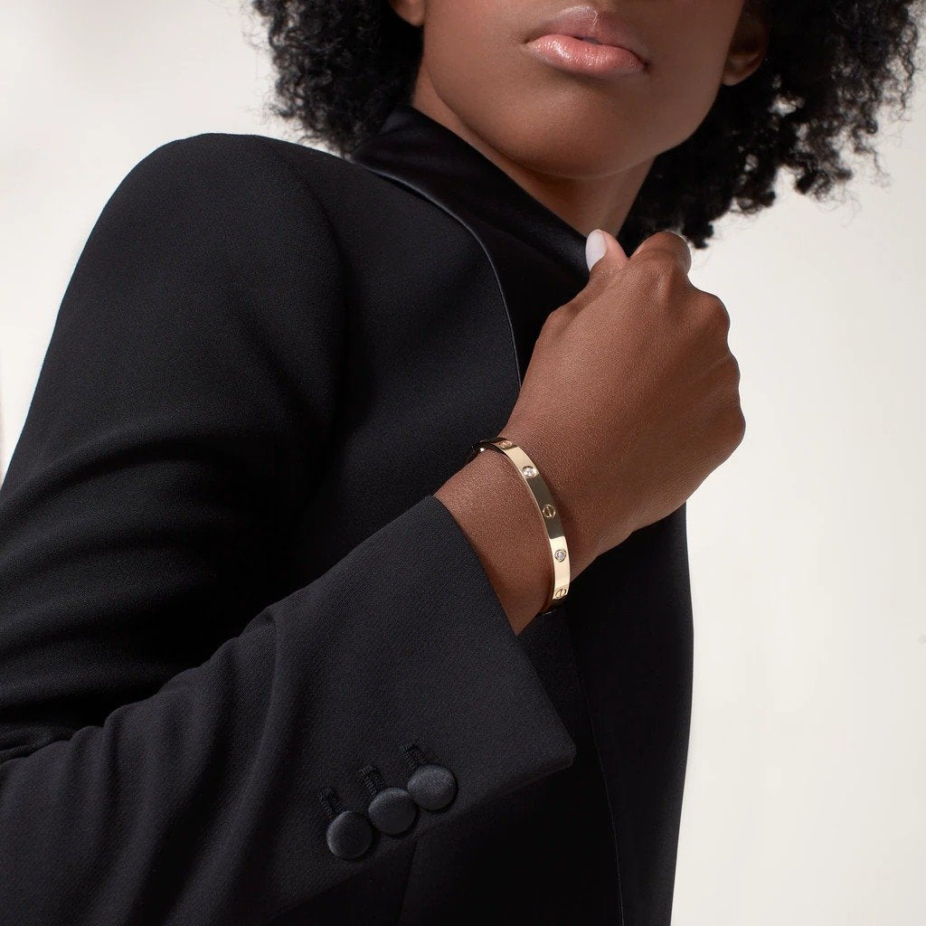 Kadir-Love Amour Bracelet with 4 CZ, Yellow Gold