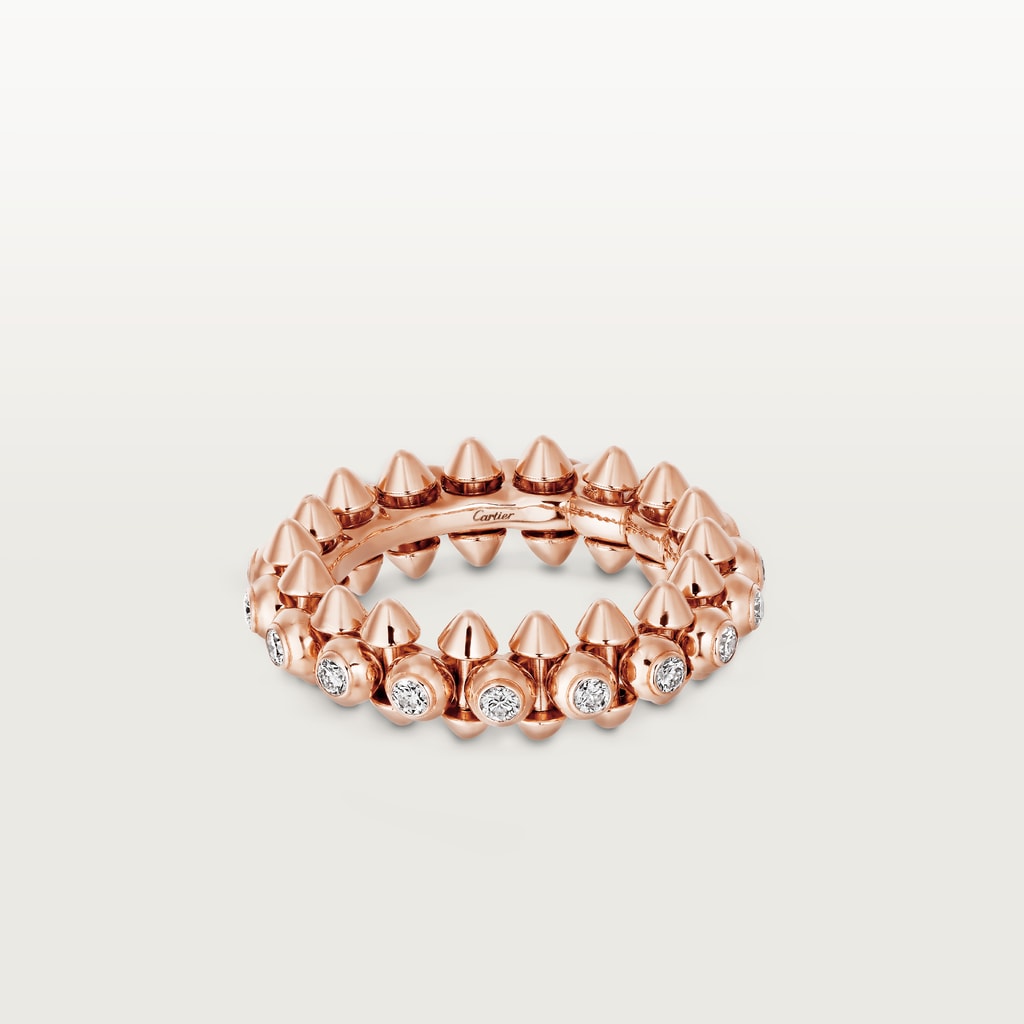 Caty-GENTLE BULLET HEAD RING ROSE GOLD DIAMONDS
