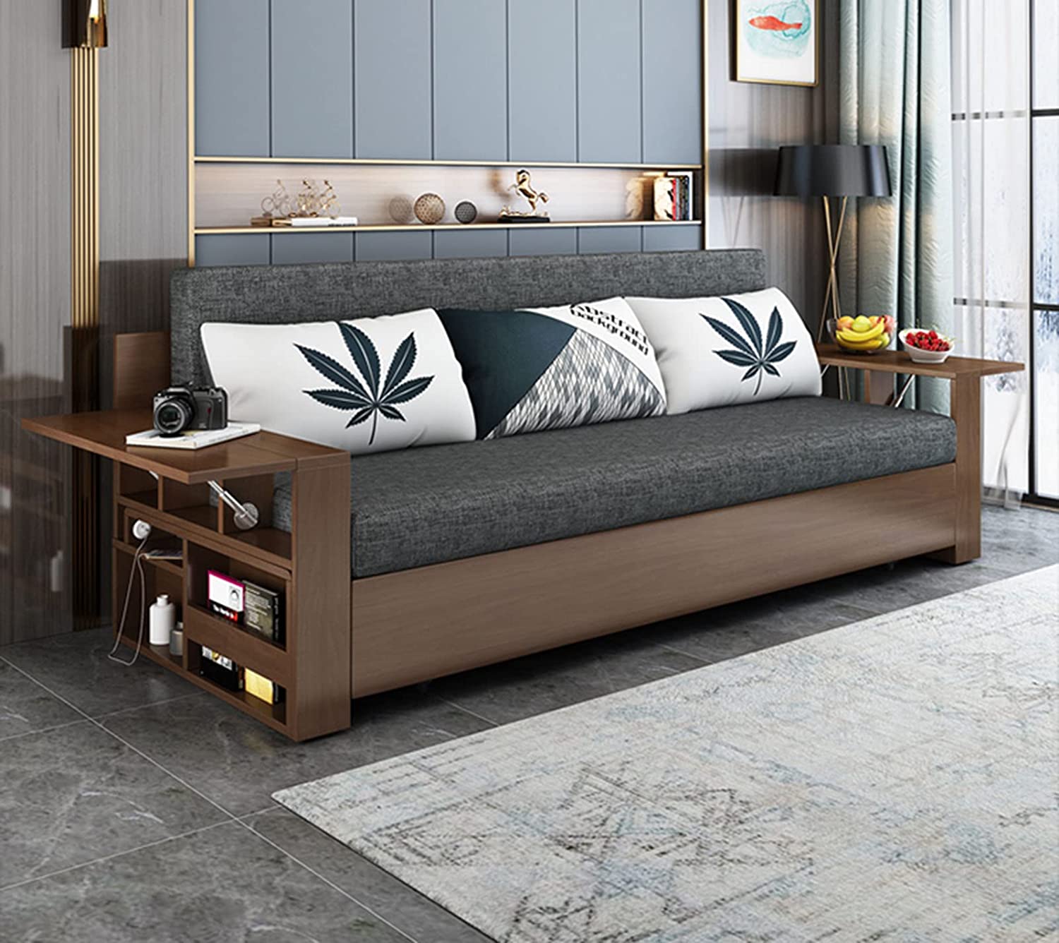 Solid wood sofa bed, multifunctional, foldable, storage sofa bed dual-use