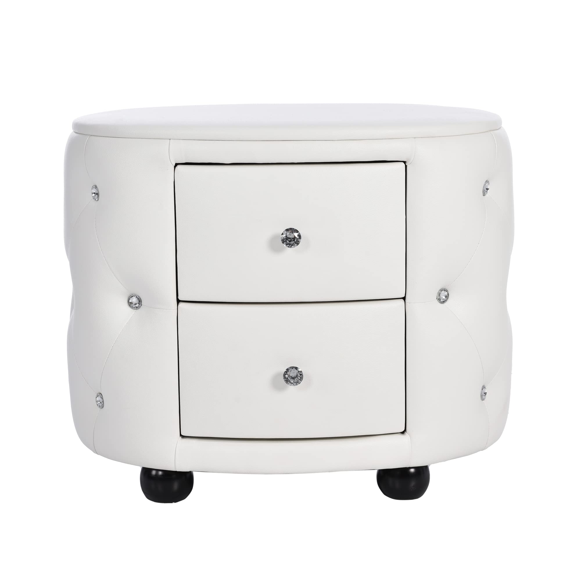 Modern Mid-Century Upholstered Night Stand with 2 Drawers for Bedroom