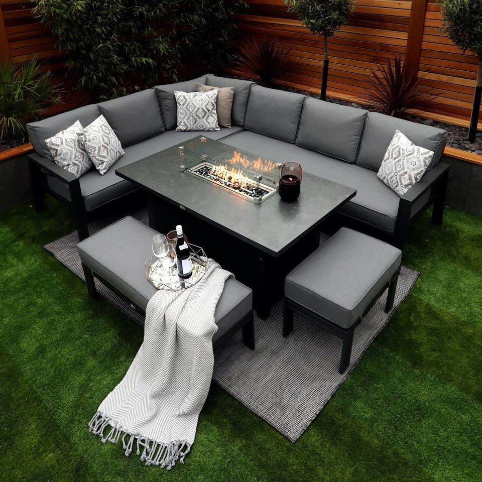 【Furniture】Monaco Luxury Large Grey Rattan Garden Sofa Set 10 Piece