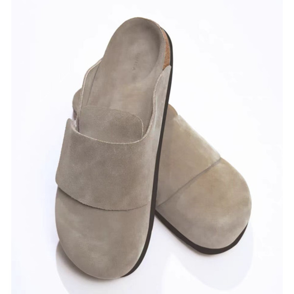 Men's suede hard-soled slippers