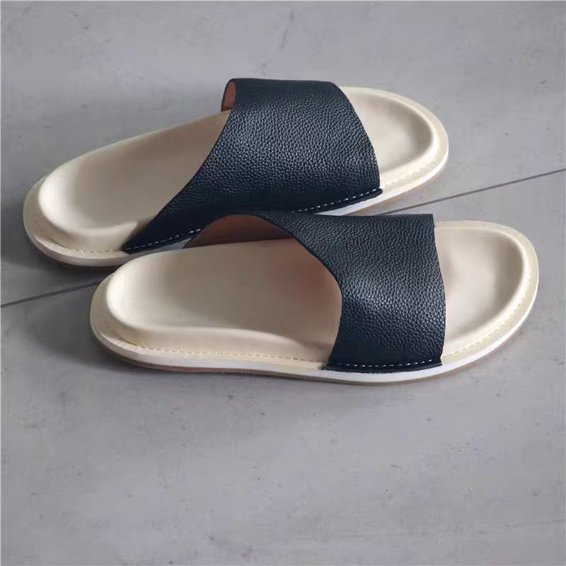 Men's leather outdoor slippers