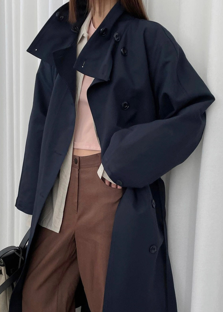 Laithe Trench Coat - Navy