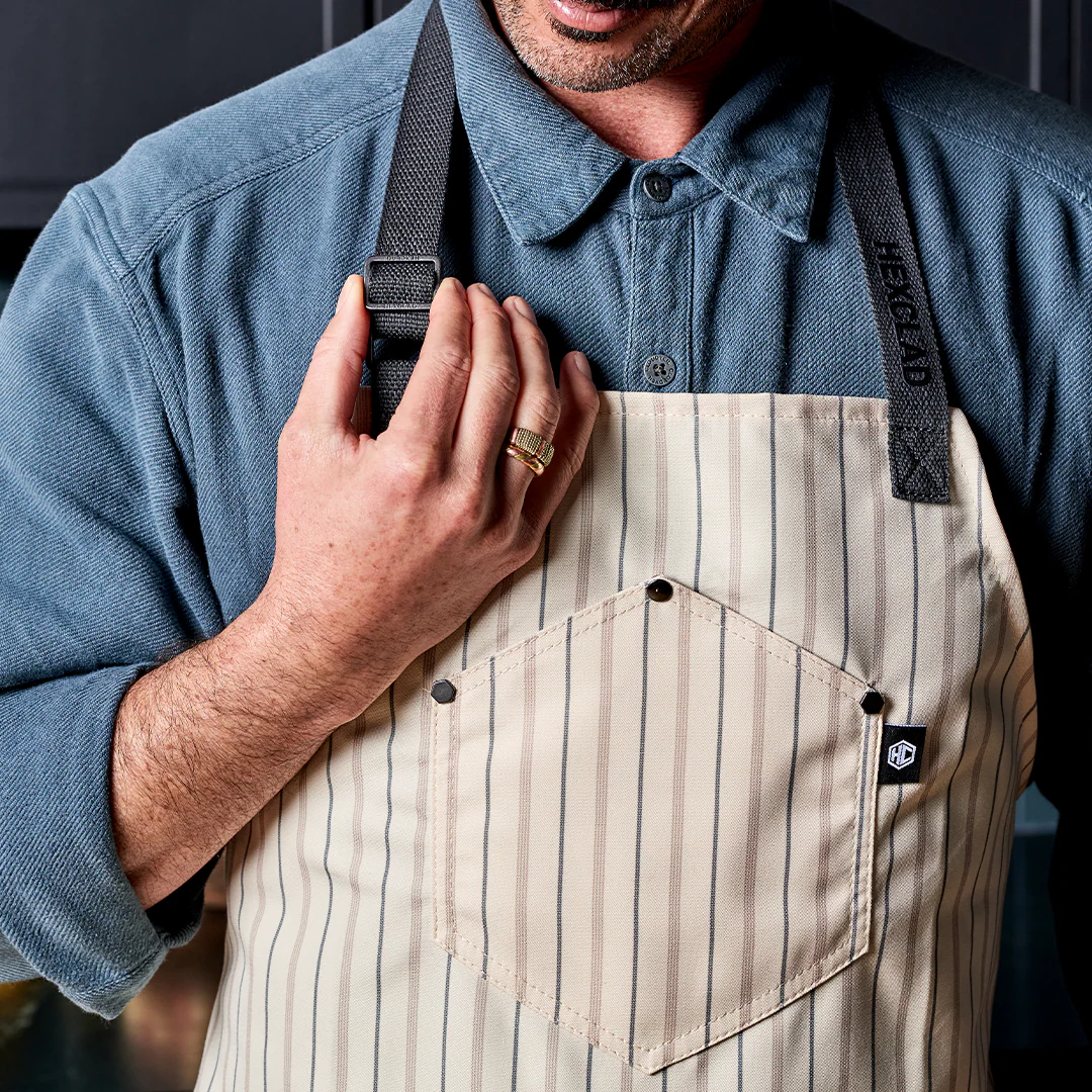 Eco Modern Apron (Pinstripe, Cream)