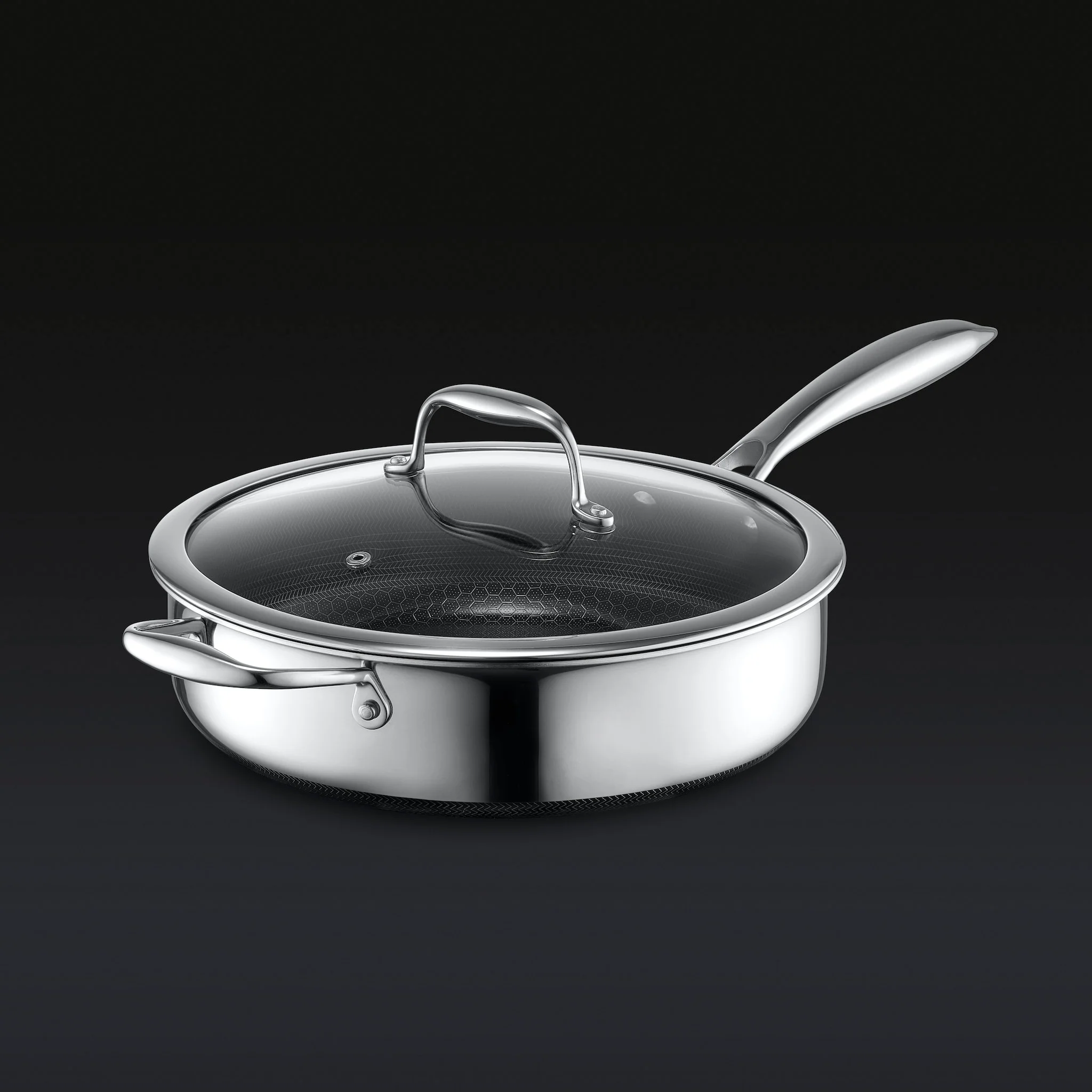 Hybrid Deep Sauté Pan with Lid, 3.3-Qt