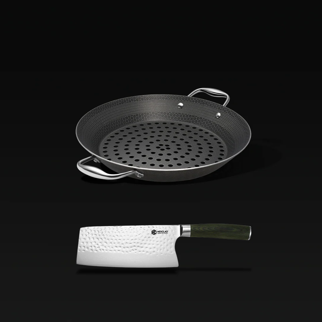 HexClad BBQ Grill Pan + Meat Cleaver Bundle