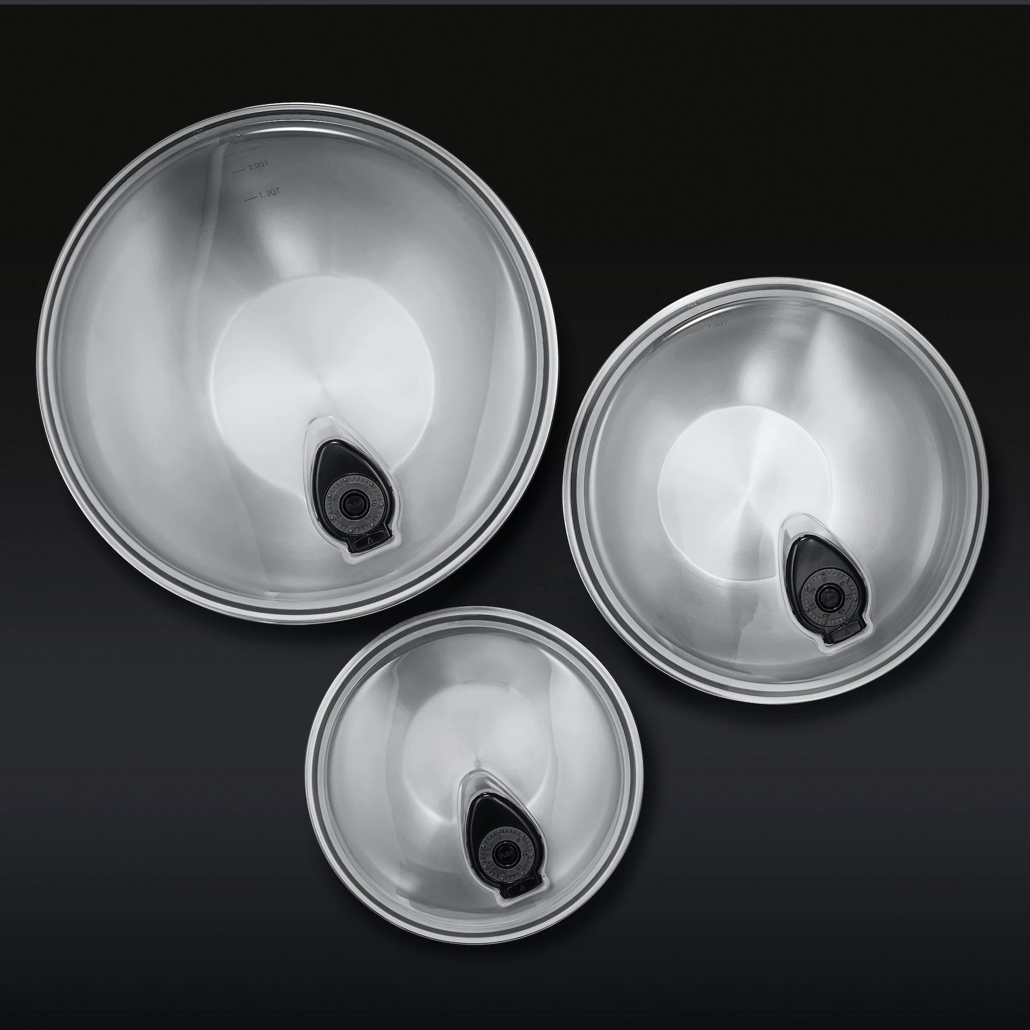 Stainless Mixing Bowl Set with Vacuum Seal Lids, 6-pc