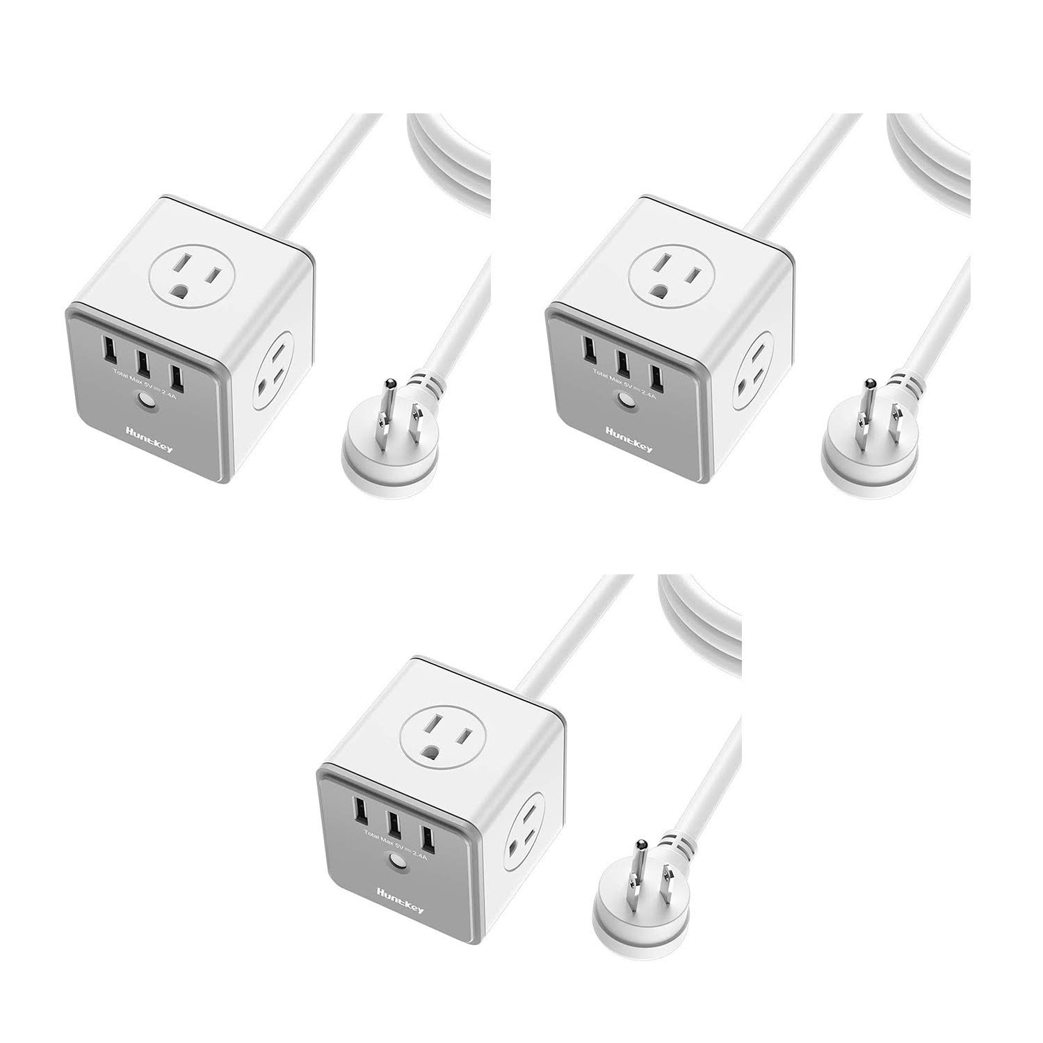 Huntkey Surge Protector Extension Cord Outlet with AC Plugs and USB ...