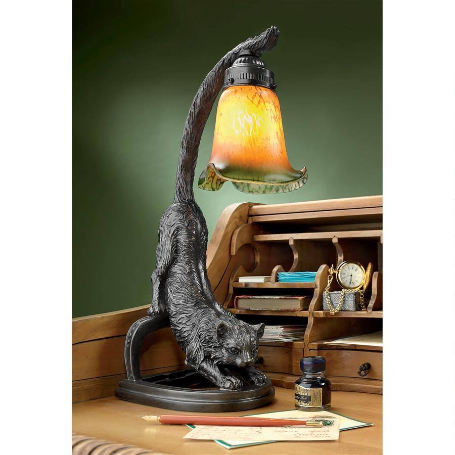 Crouching Cat Flexing Feline Illuminated Sculpture