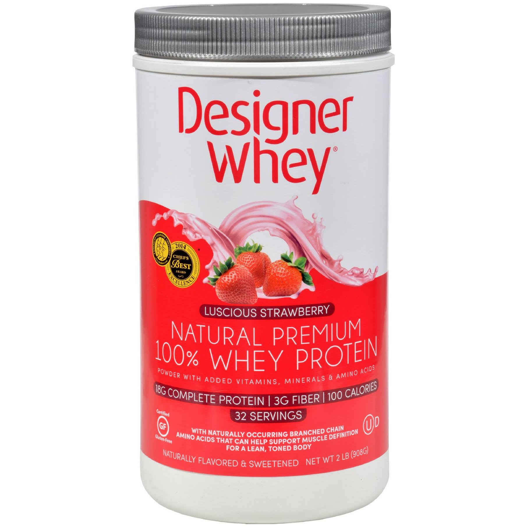Designer Whey Protein Powder Luscious Strawberry 2 lb