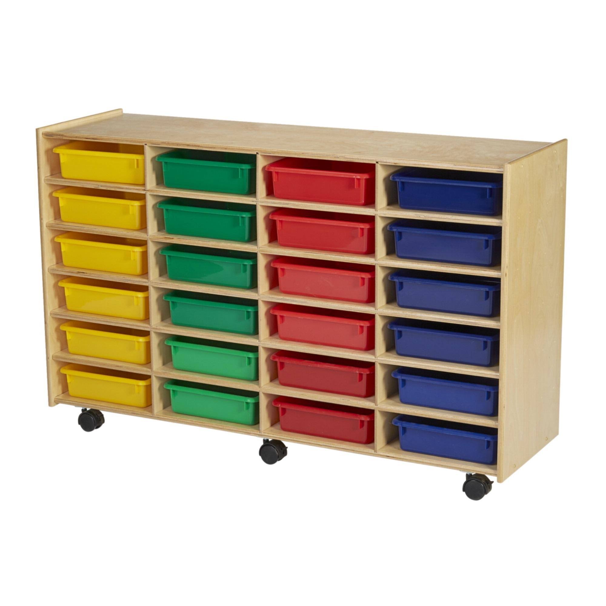 Mobile Cubby Unit with Locking Casters 24 Flat Assorted Co