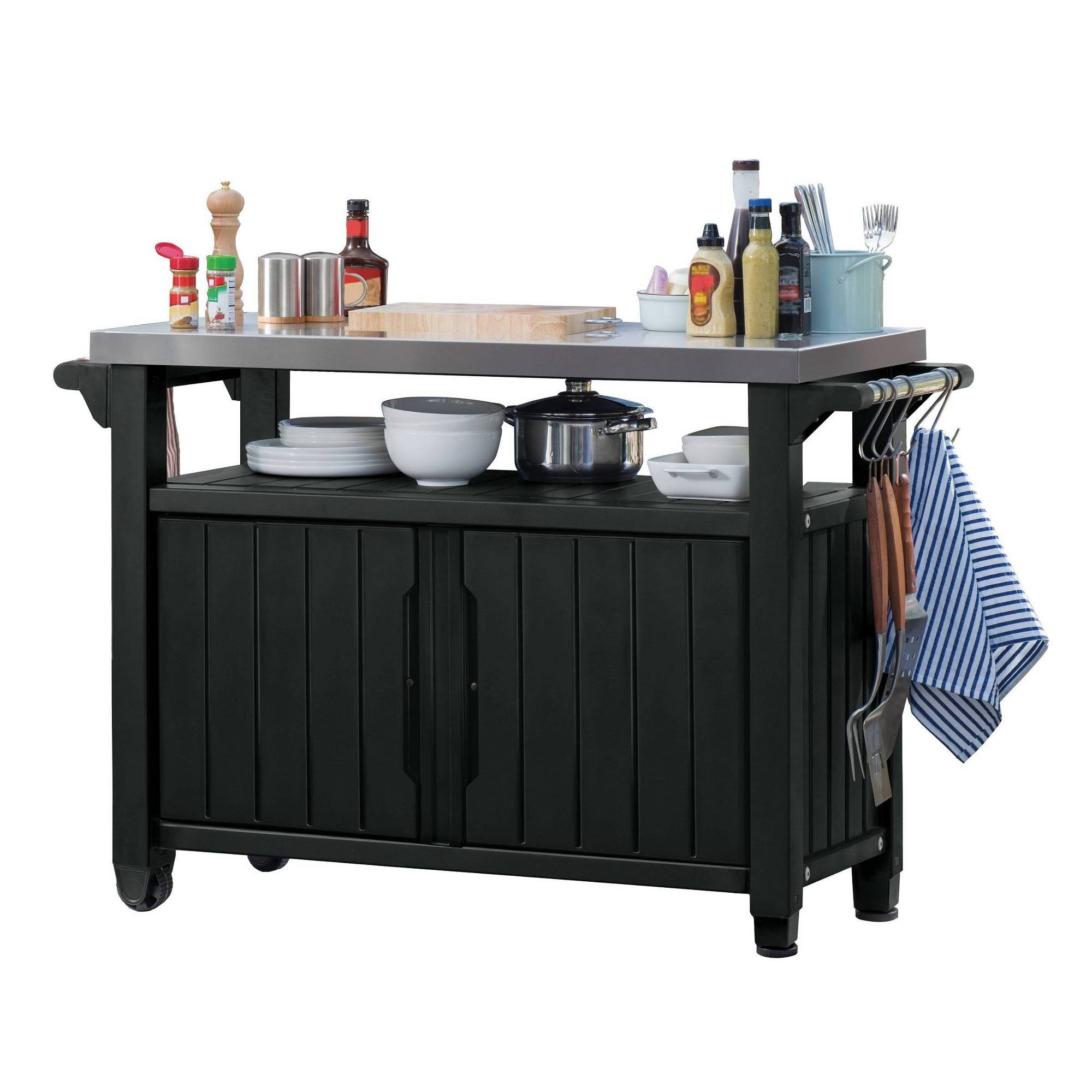 Outdoor Keter Unity XL BBQ Entertainment Storage Table and Prep Station