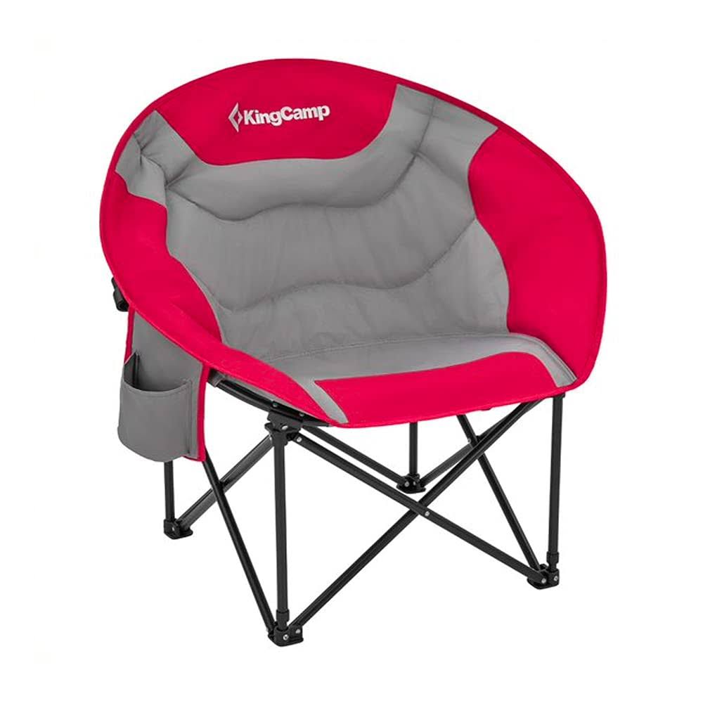 KingCamp Foldable IndoorOutdoor Saucer Lounge Camping Chair RedGrey