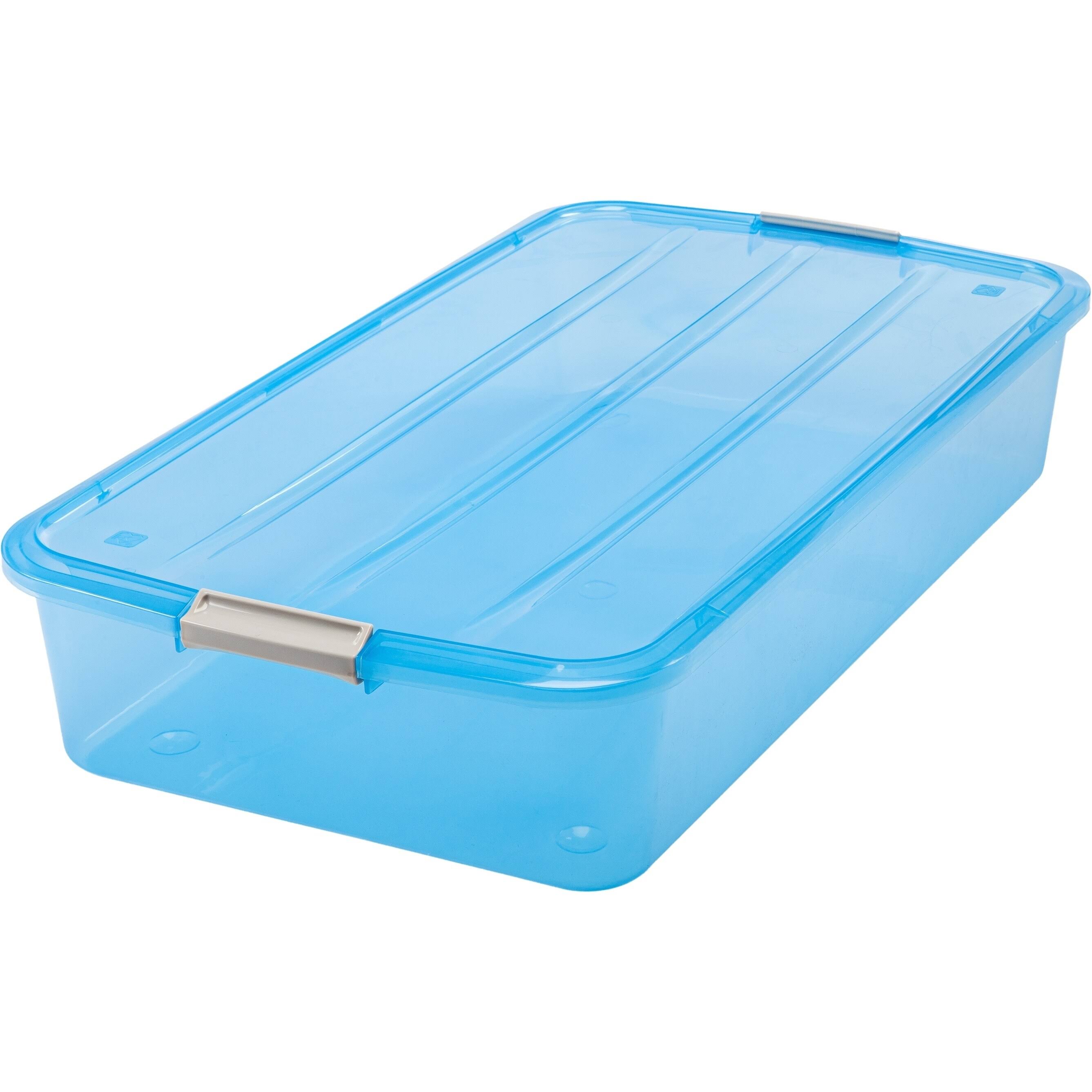 Iris 50Qt Underbed Buckle Up Storage Box in Blue 6Pack