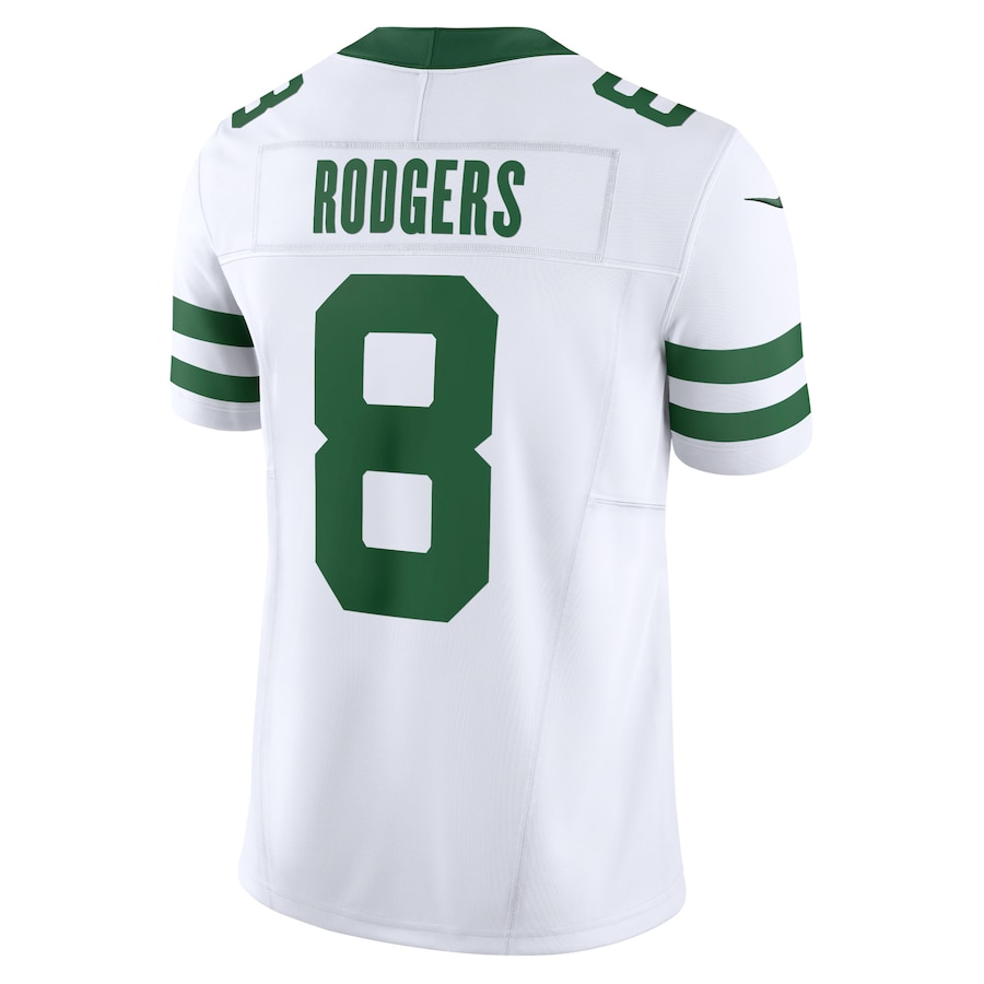 Men's New York Jets Aaron Rodgers Nike White Legacy Vapor F.U.S.E ...