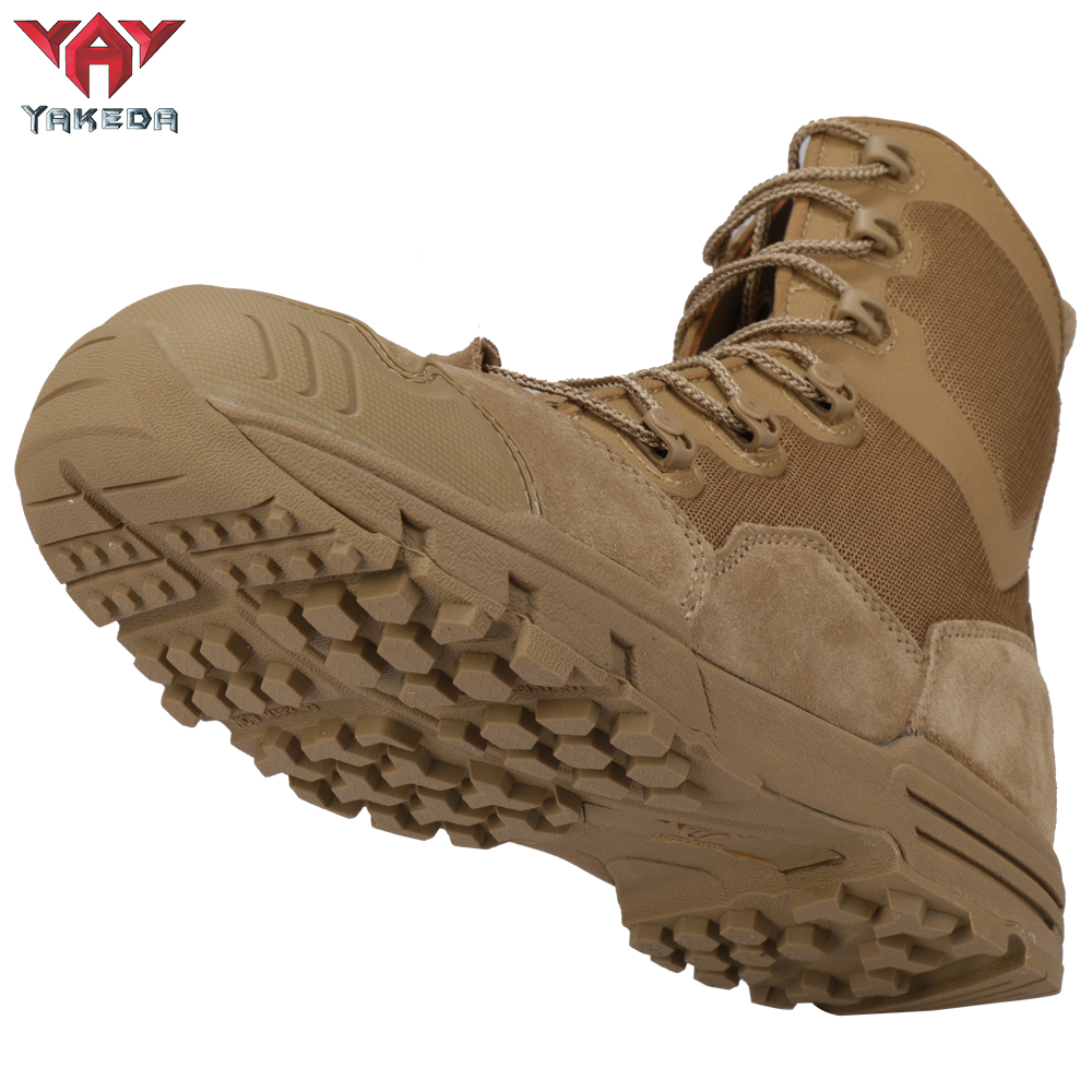Yakeda Men's Genuine Leather shoes Wear-resistant Climbing Trekking Outdoor Hiking Boots Tactical - ForcesArmy