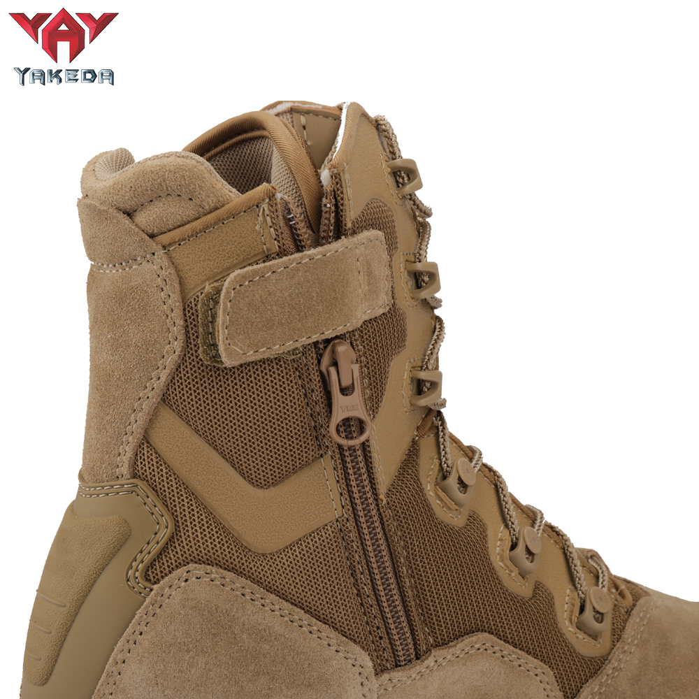 Yakeda Men's Genuine Leather shoes Wear-resistant Climbing Trekking Outdoor Hiking Boots Tactical - ForcesArmy