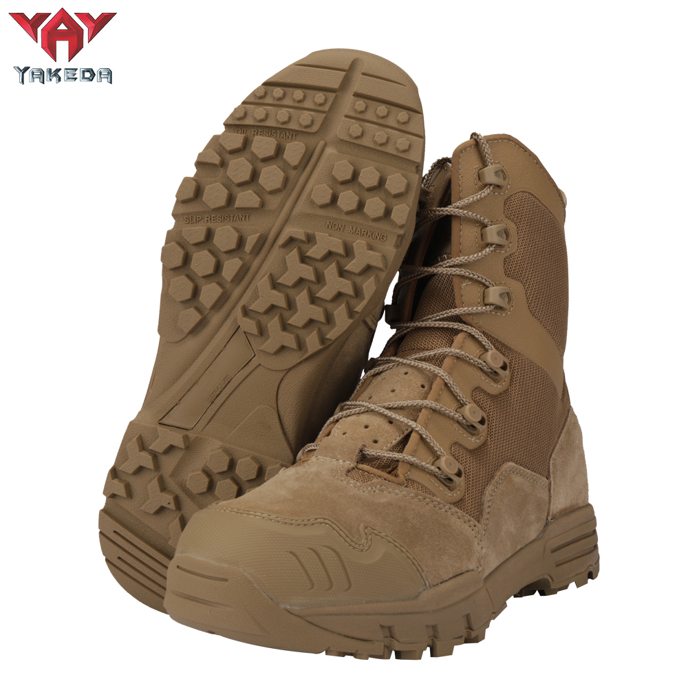 Yakeda Men's Genuine Leather shoes Wear-resistant Climbing Trekking Outdoor Hiking Boots Tactical - ForcesArmy