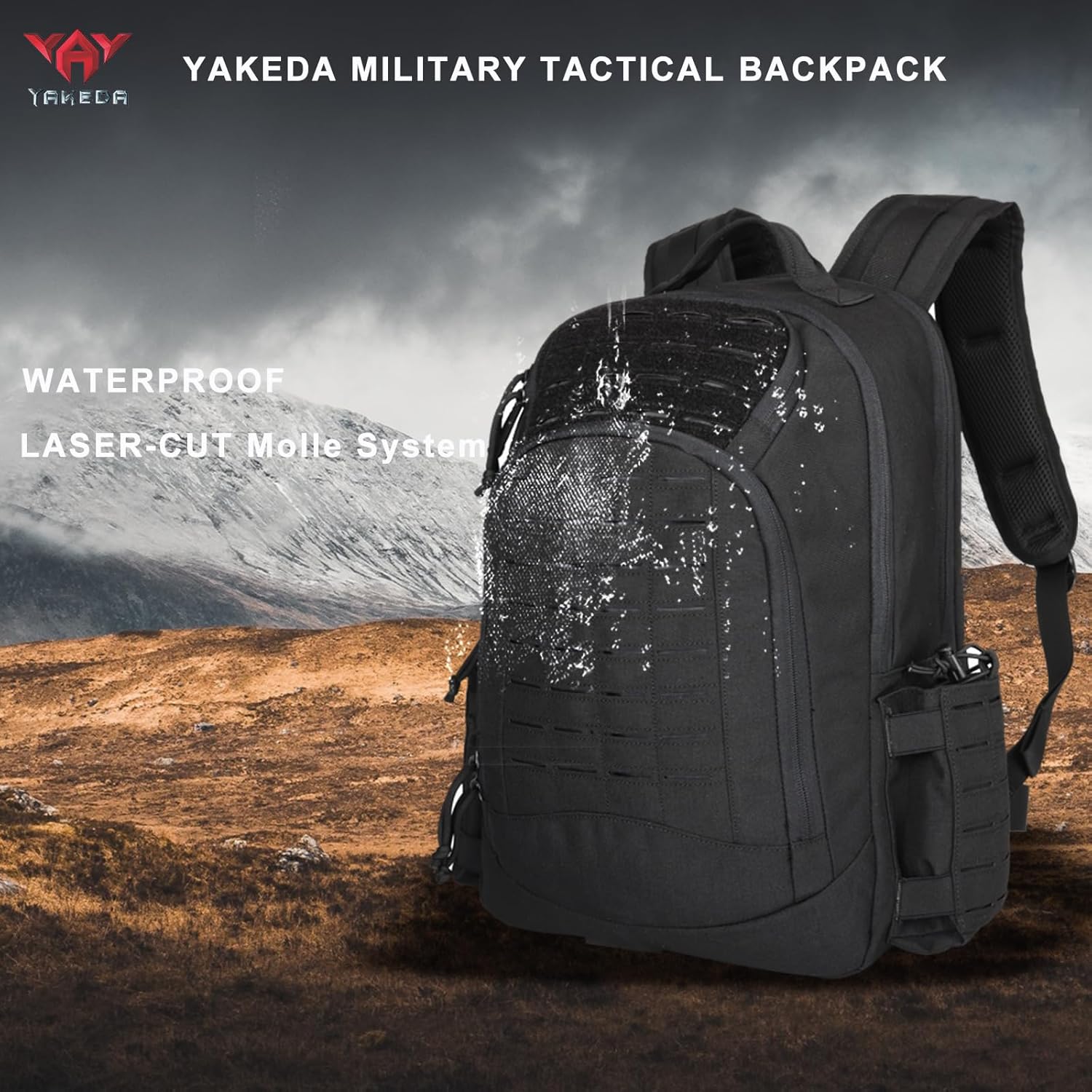 BK-2258 YAKEDA Military Tactical Backpacks,Laser-cutting Army Backpack Large Bug Out Bag Travel Backpack for Men 50L - ForcesArmy