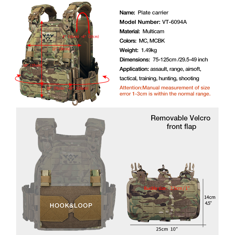 VT-6094A YAKEDA 1000D Nylon Tactical Gear Military Airsoft CS Game Hunting MOEEL Army Laser Cut Vest - ForcesArmy
