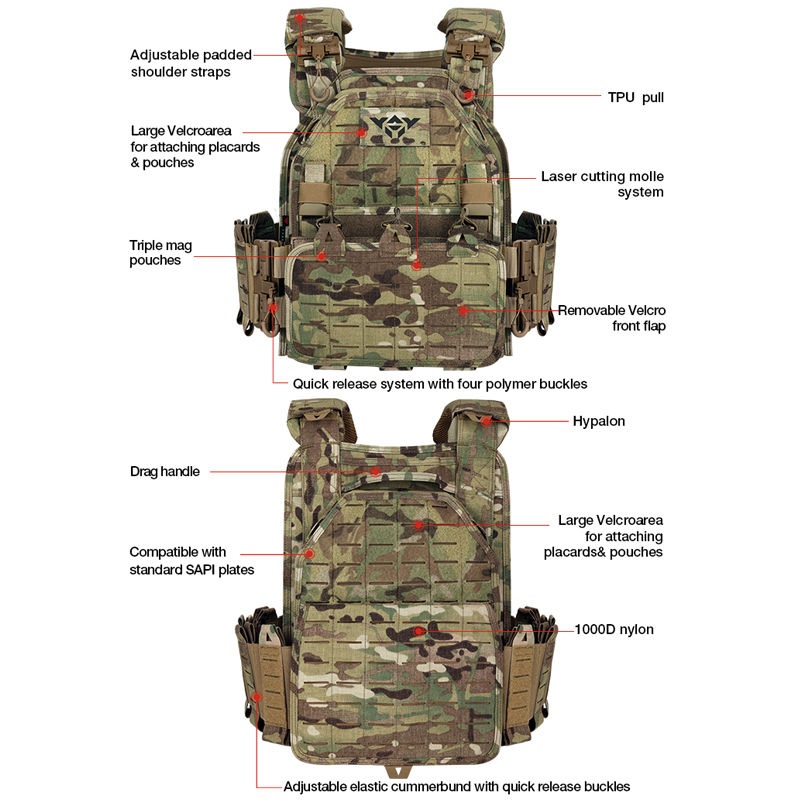 VT-6094A YAKEDA 1000D Nylon Tactical Gear Military Airsoft CS Game Hunting MOEEL Army Laser Cut Vest - ForcesArmy